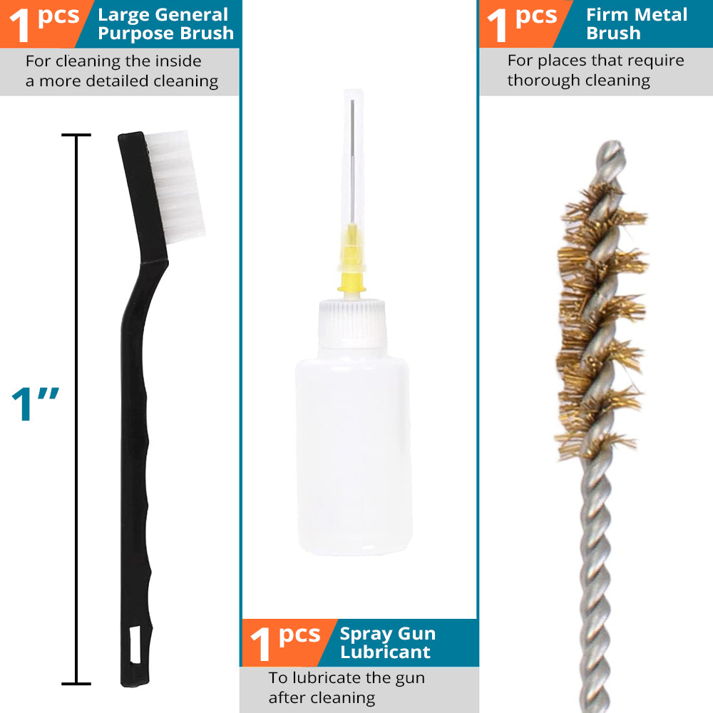 Tilswall Kit Pulizia Pistola a Spruzzo HVLP con Spazzole e Aghi