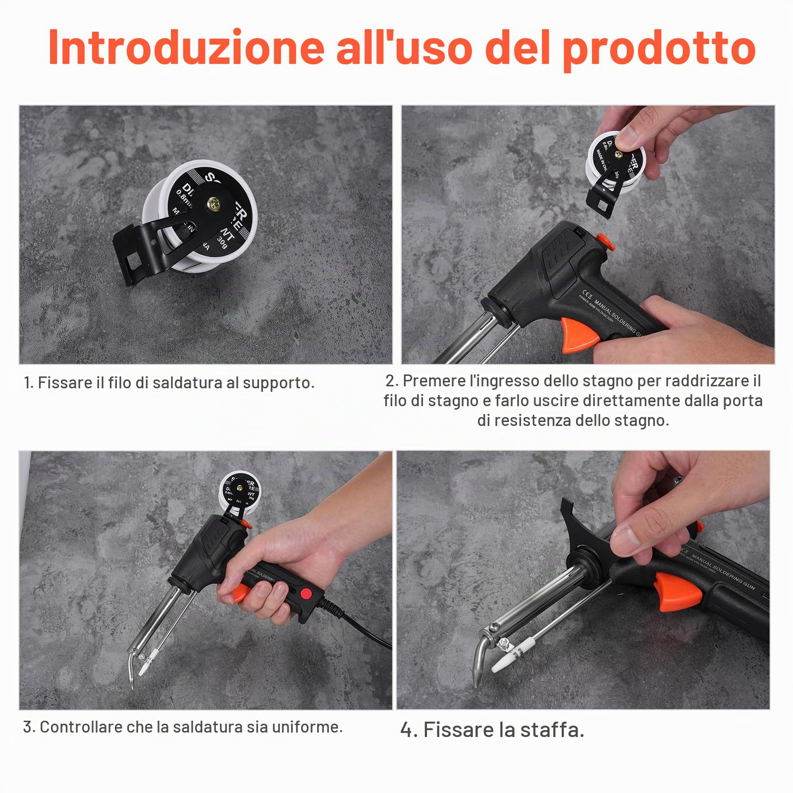 Weytoll Set saldatore elettrico 60 W con filo stagno una mano