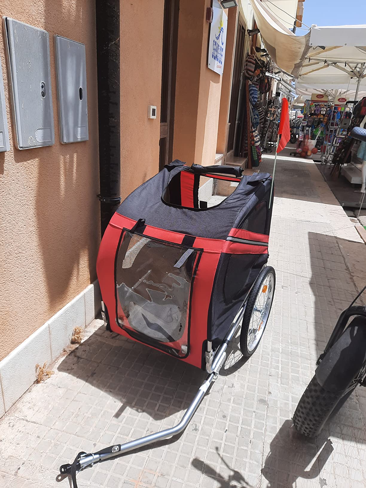 Wiltec Rimorchio Bici per Cani 40 kg con Parapioggia