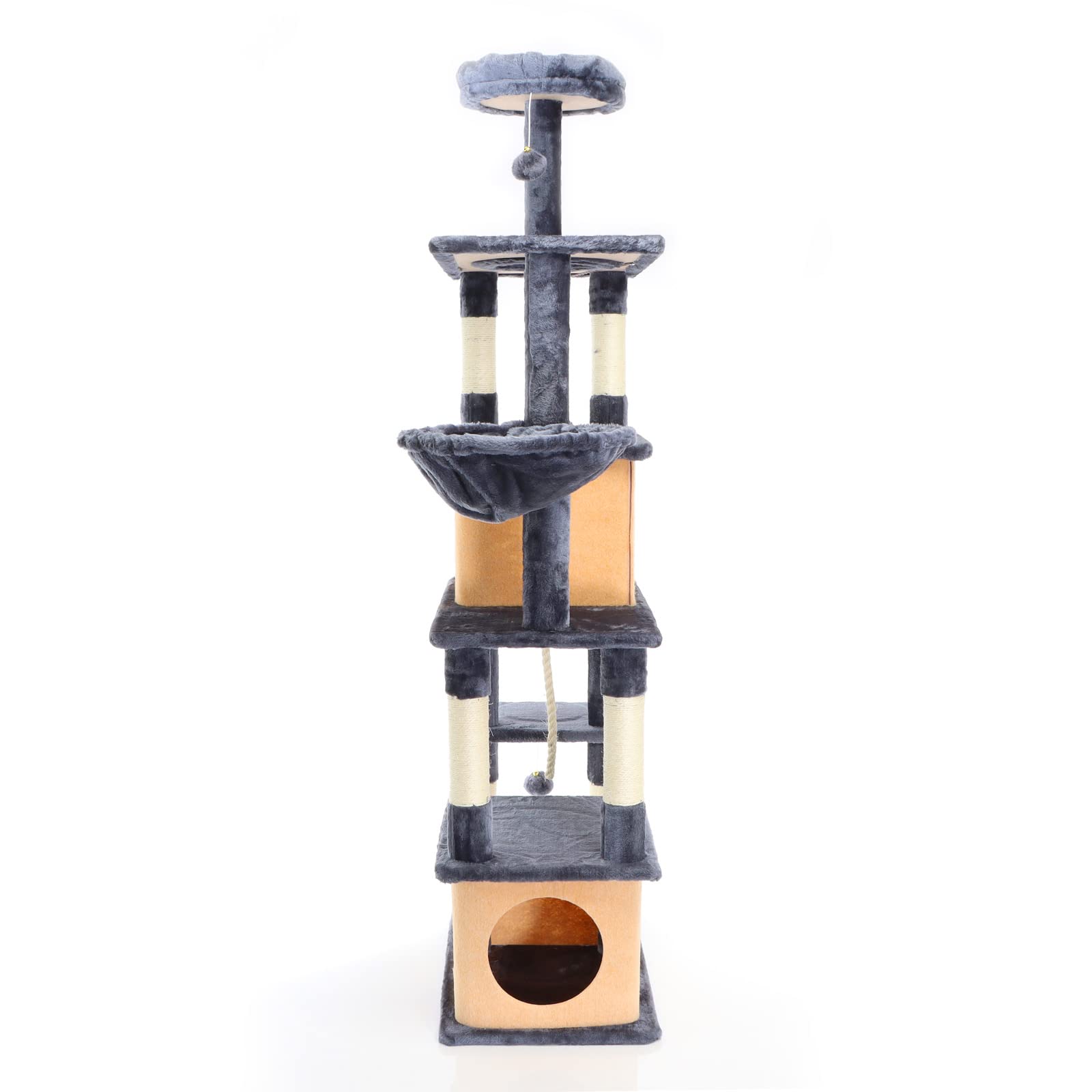 Fudajo Albero Tiragraffi Gatti Grigio Scuro 161 cm Sisal