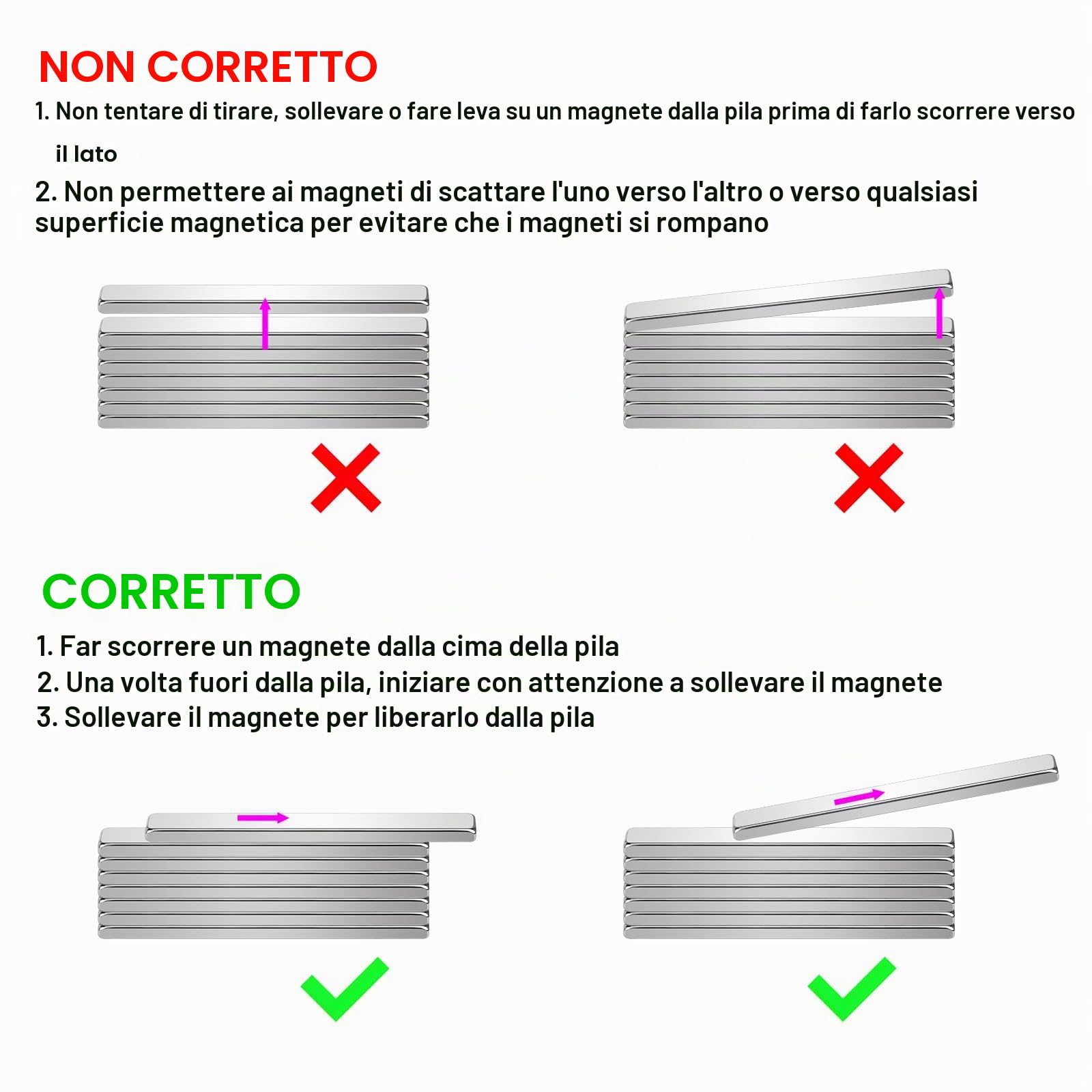 Wzone magneti neodimio rettangolari 60x10x3mm 12 pezzi