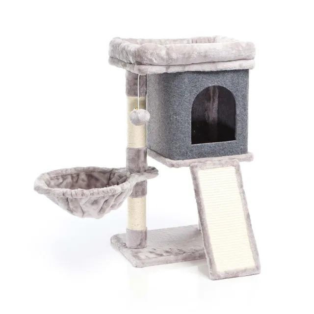 Fudajo Albero Tiragraffi 71,5 cm Tiragraffi Grigio con Casetta