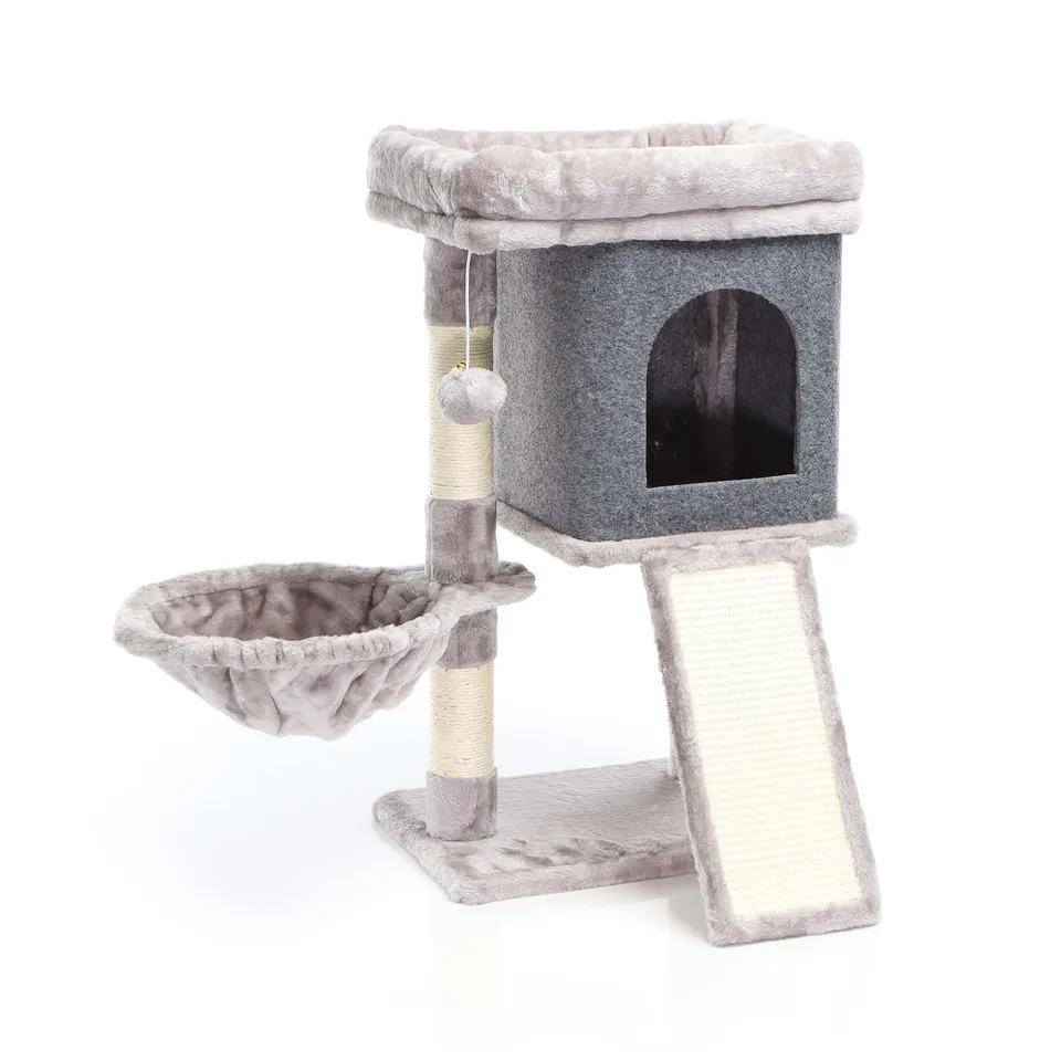 Fudajo Albero Tiragraffi 71,5 cm Tiragraffi Grigio con Casetta