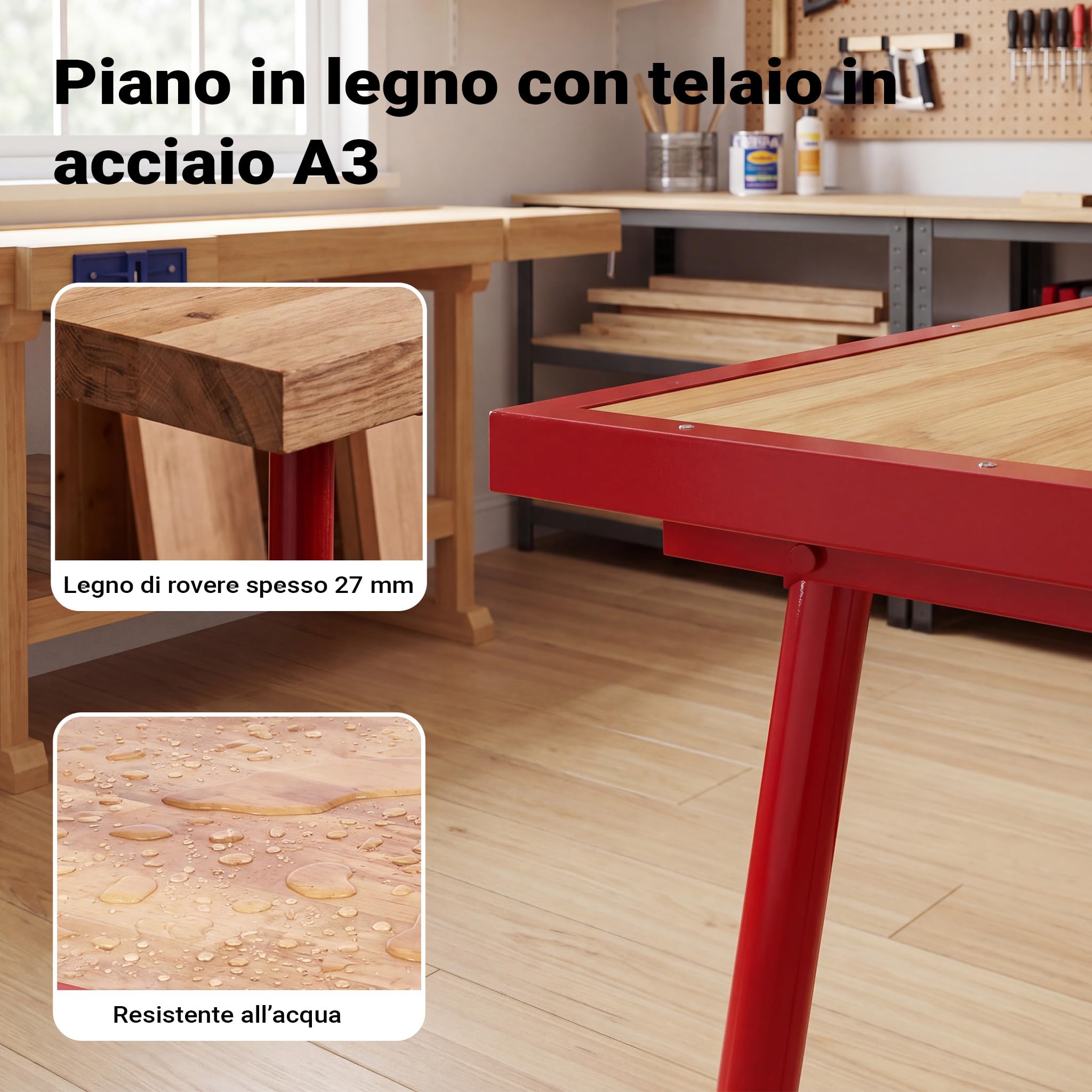 Wiltec Banco Lavoro Pieghevole Acciaio 120x62,5 cm 300 kg