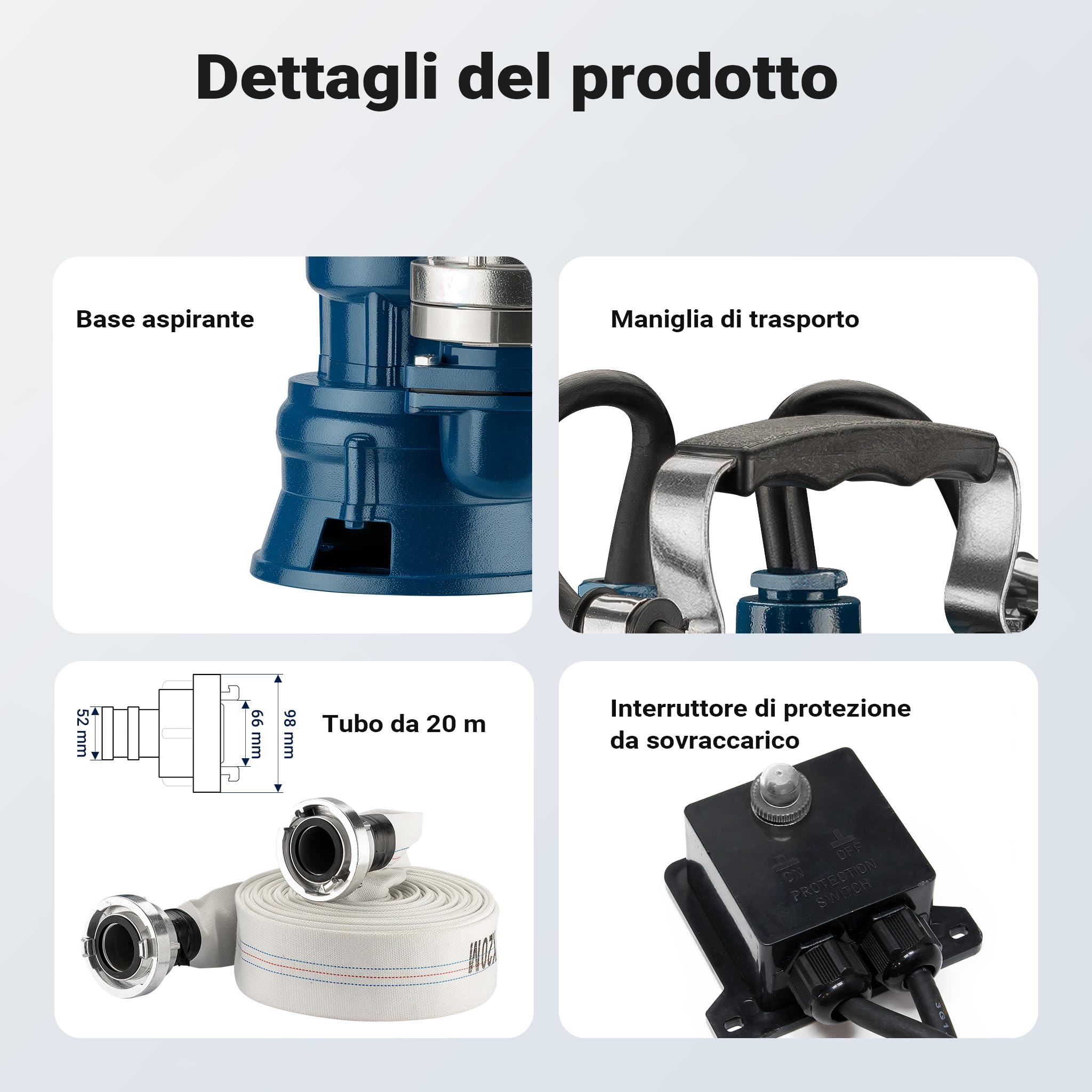 Wiltec Pompa sommersa 22800 l/h blu galleggiante