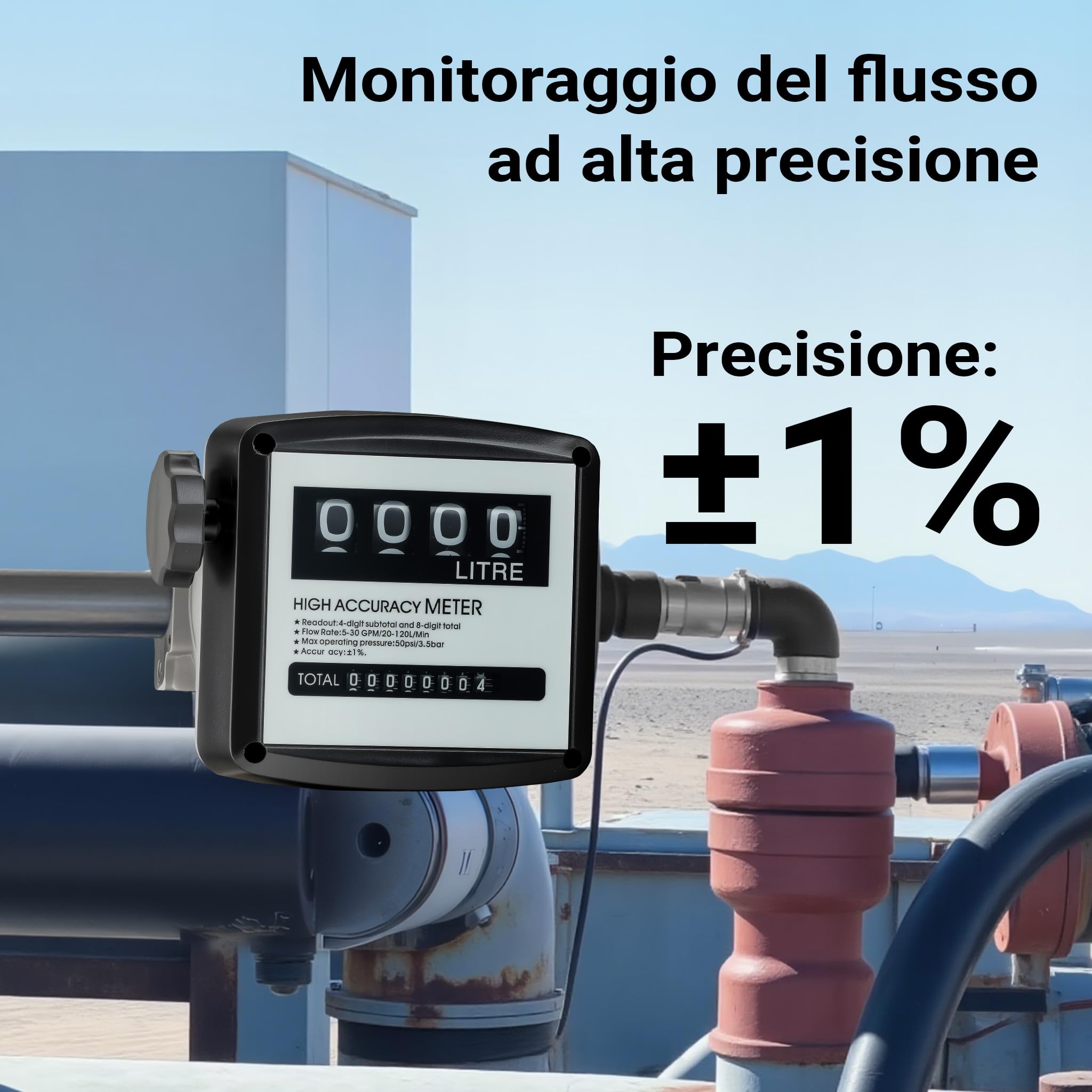 Wiltec Contatore gasolio 20-120 l/min 25,4 mm diesel