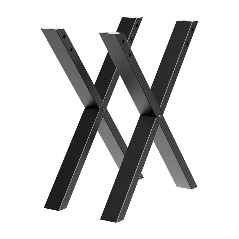 Wiltec Base Tavolo 72x60 cm Gambe a X Nero Acciaio