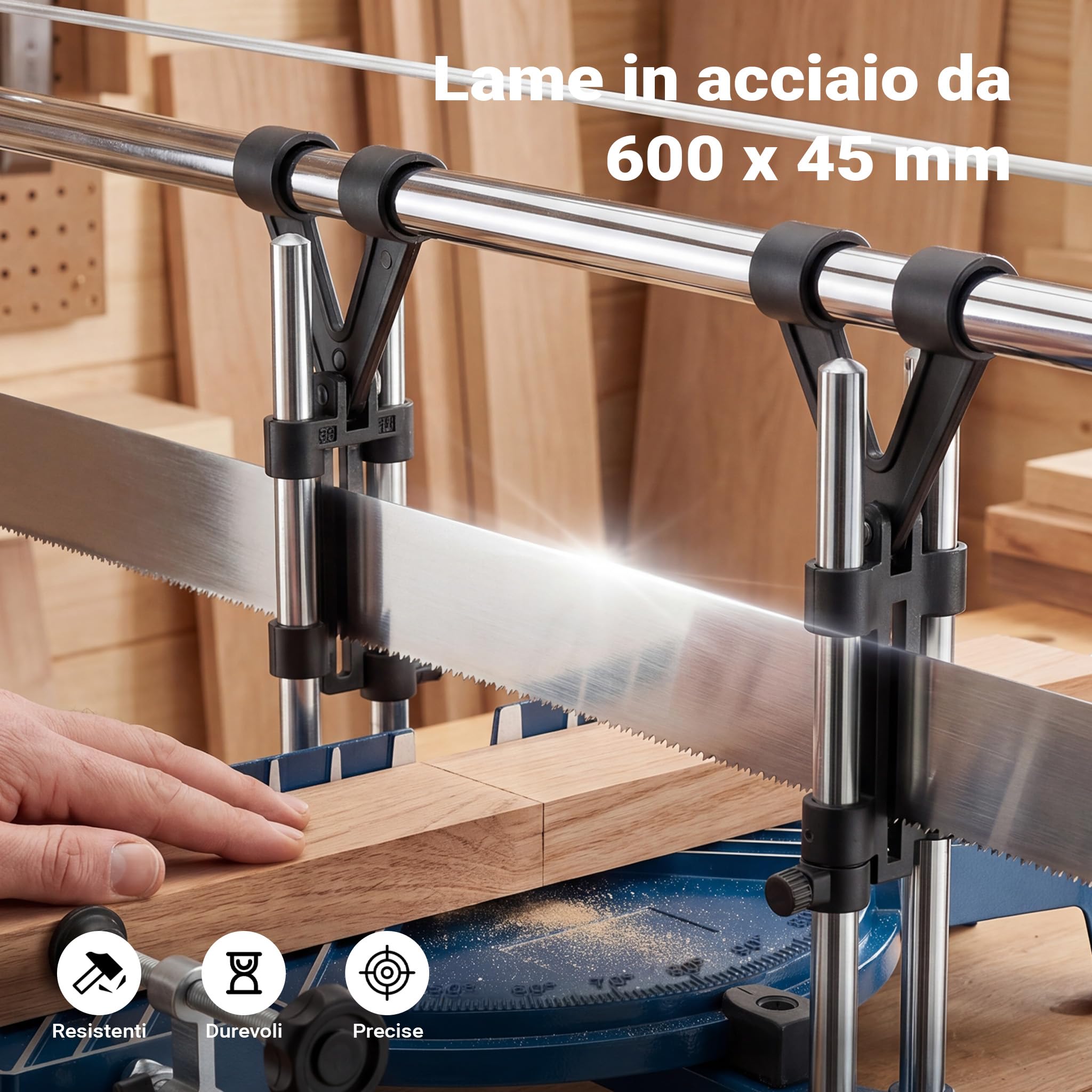 Wiltec Sega obliqua manuale 600mm legno 150mm