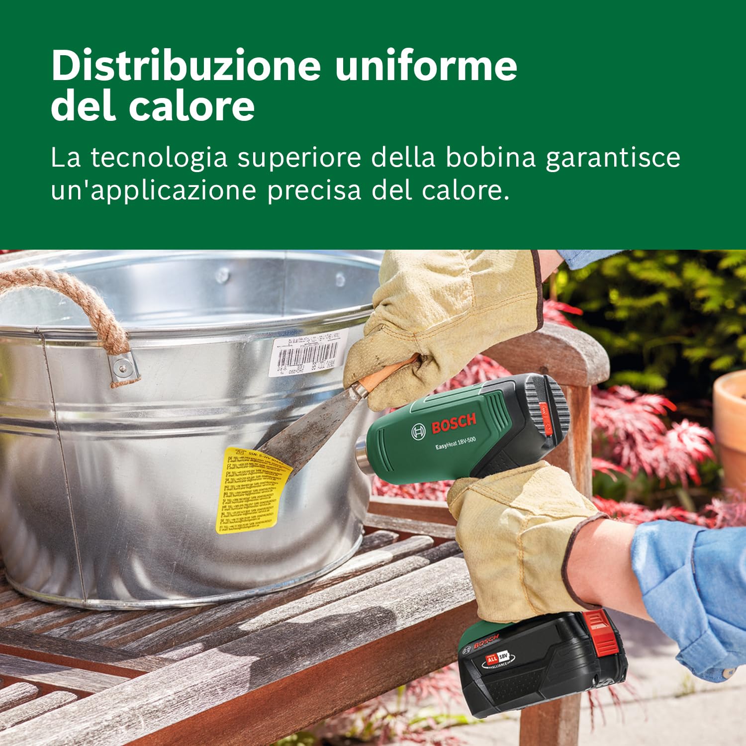 Bosch EasyHeat 18V-500 Termosoffiatore Batteria con Bocchetta