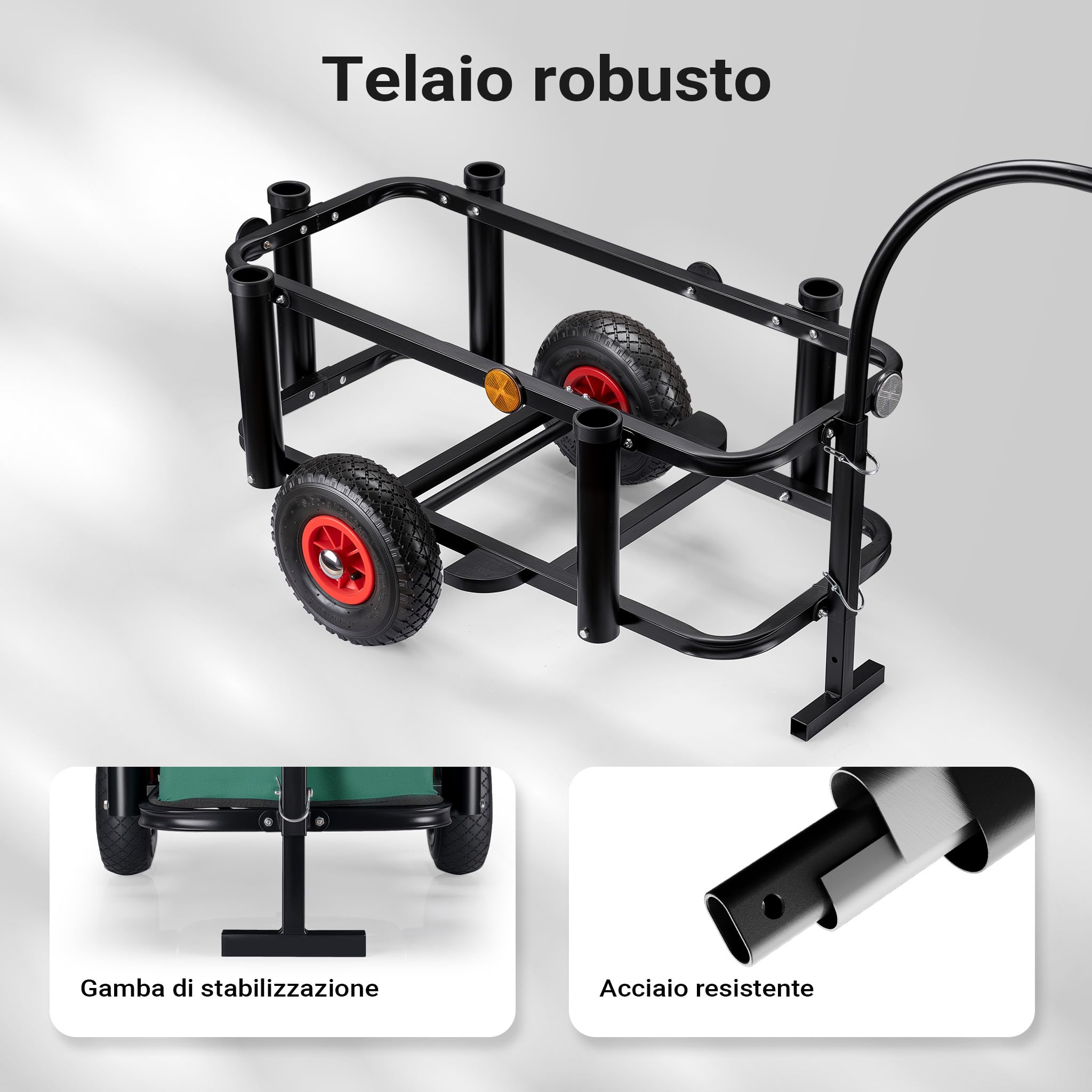 Wiltec Carrello da Pesca 50 kg 60 Litri con Ruote Pneumatiche