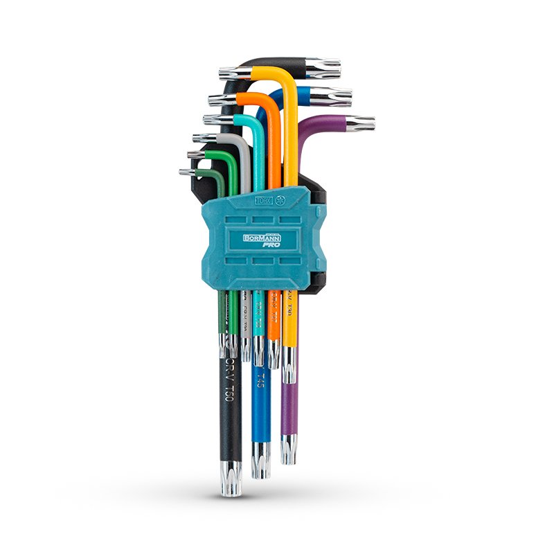 Bormann set chiavi torx lunghe forate 9 pezzi T10-T50