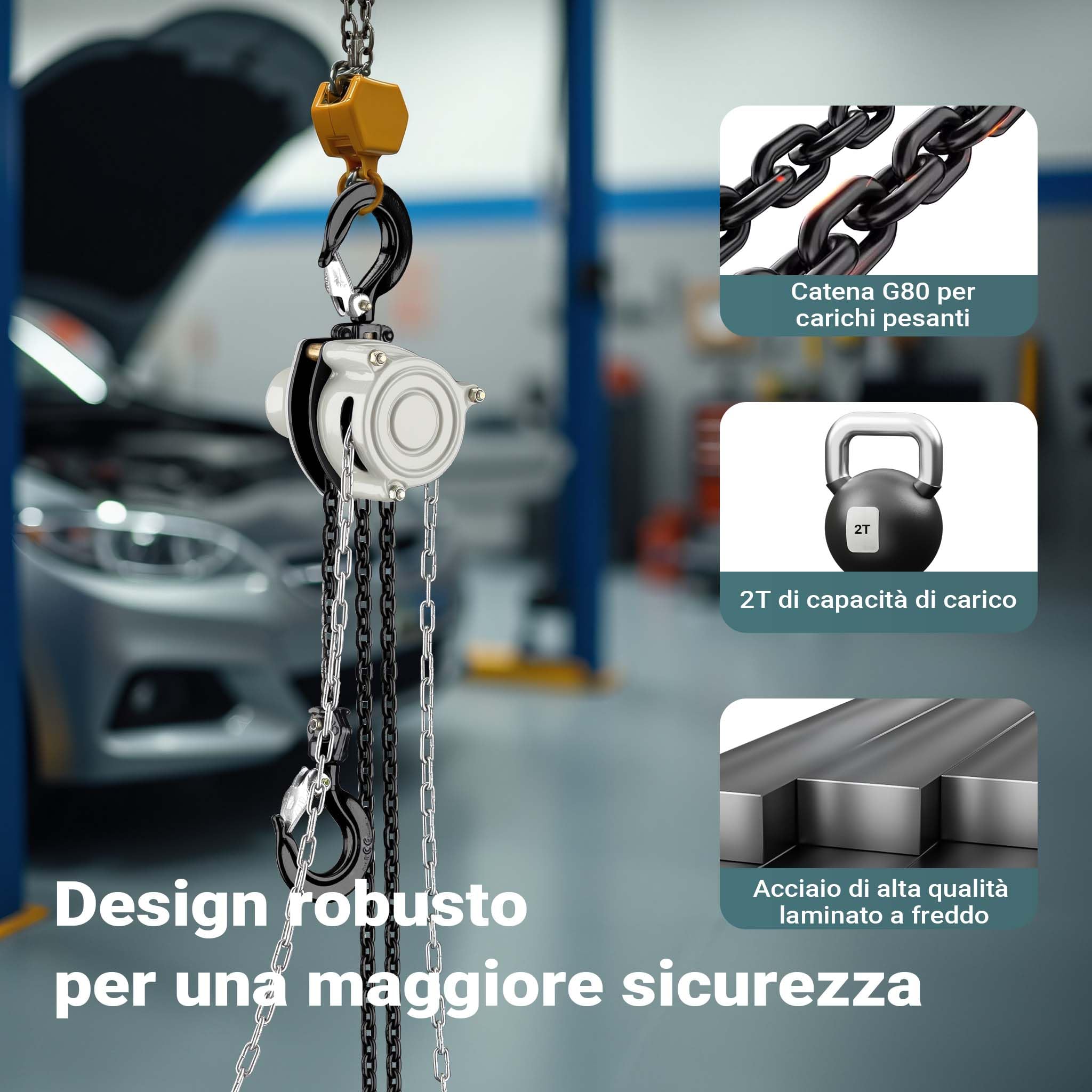Wiltec V21-2 Paranco a Catena Manuale 2 T 3 M G80
