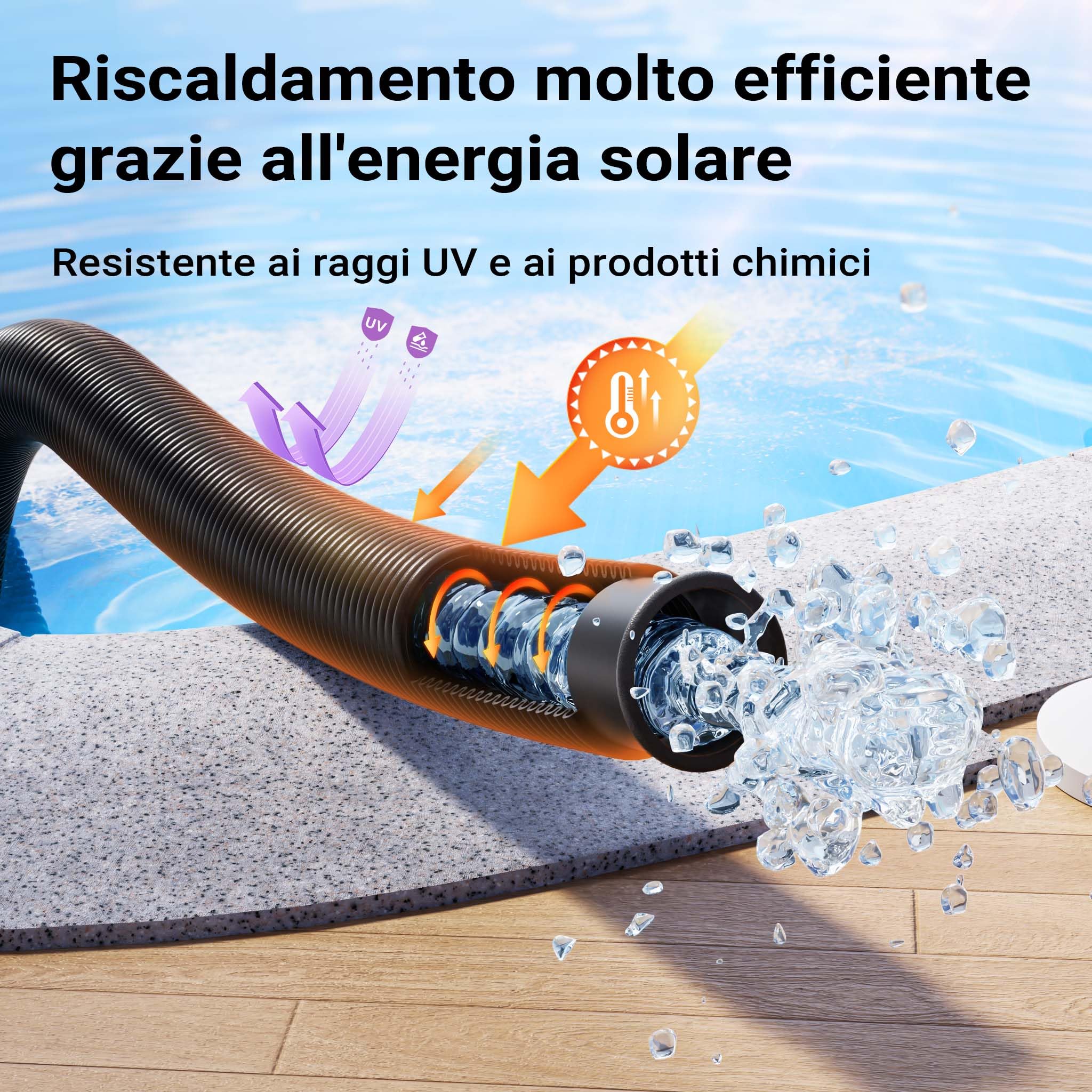 Wiltec tubo piscina nero 15 m 38 mm galleggiante