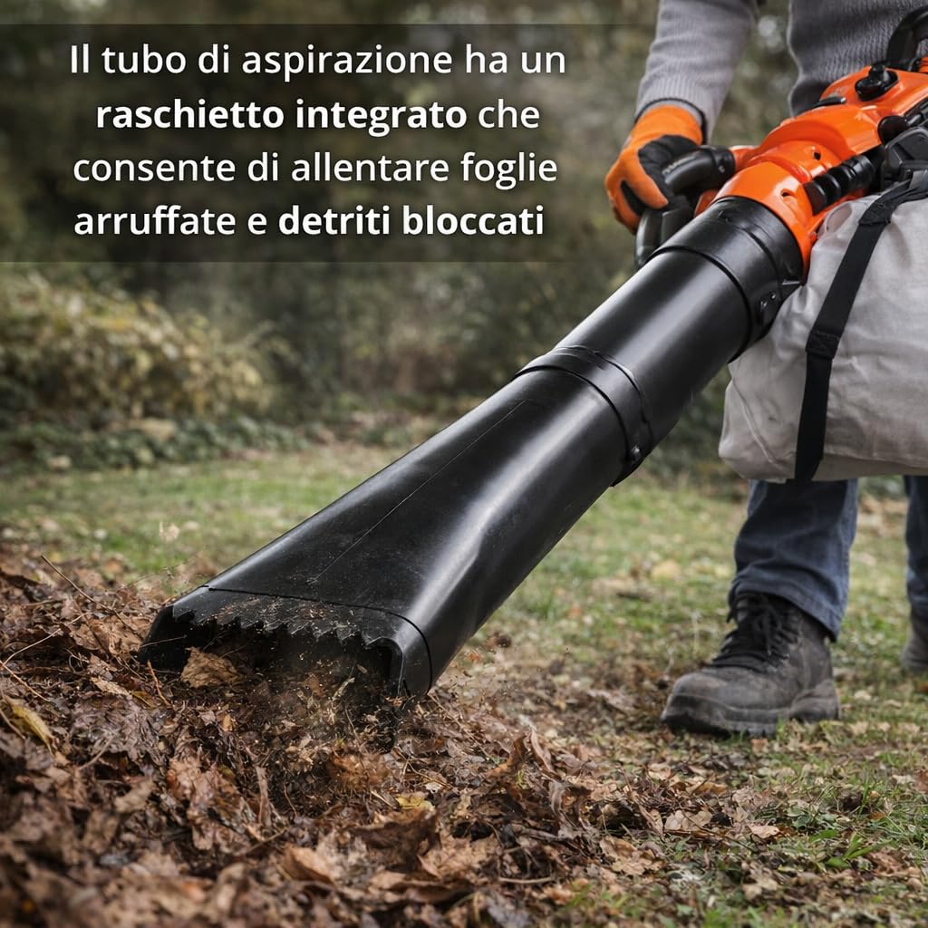 De Rosa Shop Soffiatore Scoppio 2T 25,4cc Aspiratore Sacco 50L