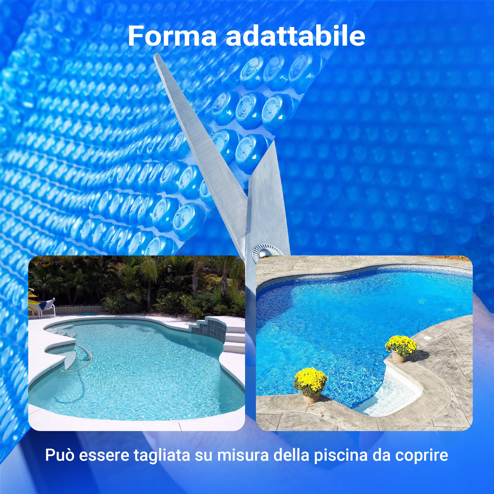Wiltec copertura piscina isotermica 4x6 m blu bolle 140µ