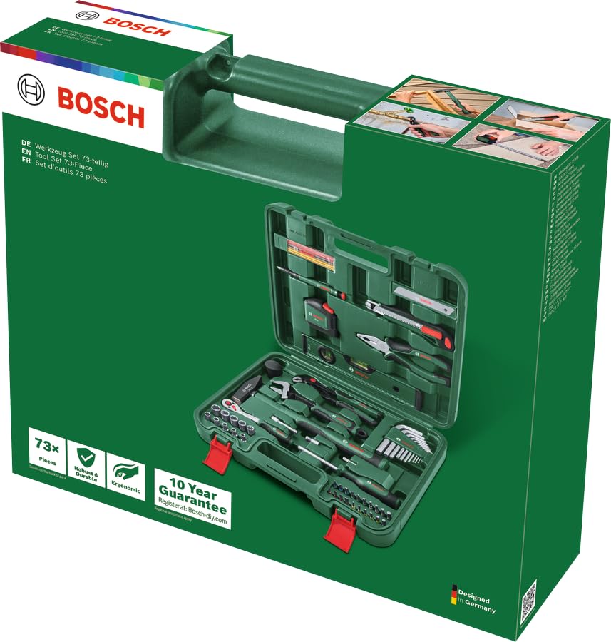 Bosch Set Attrezzi 73 Pezzi Manuali Cricchetto Pinze Valigia