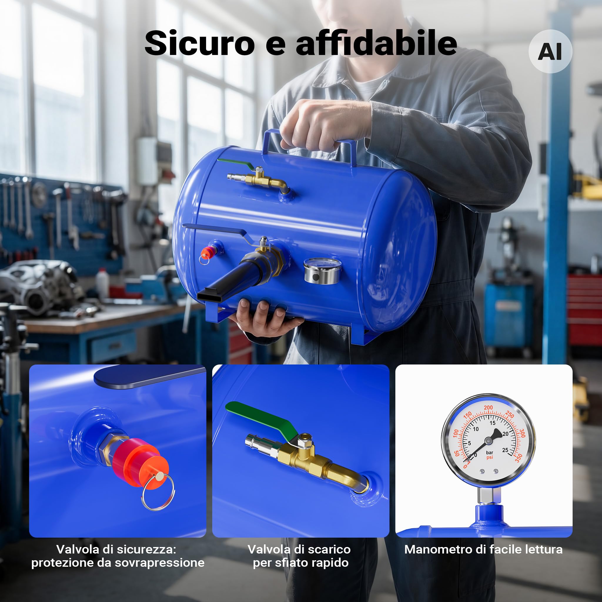 Wiltec Booster pneumatici 19L tallonatore max 10 bar
