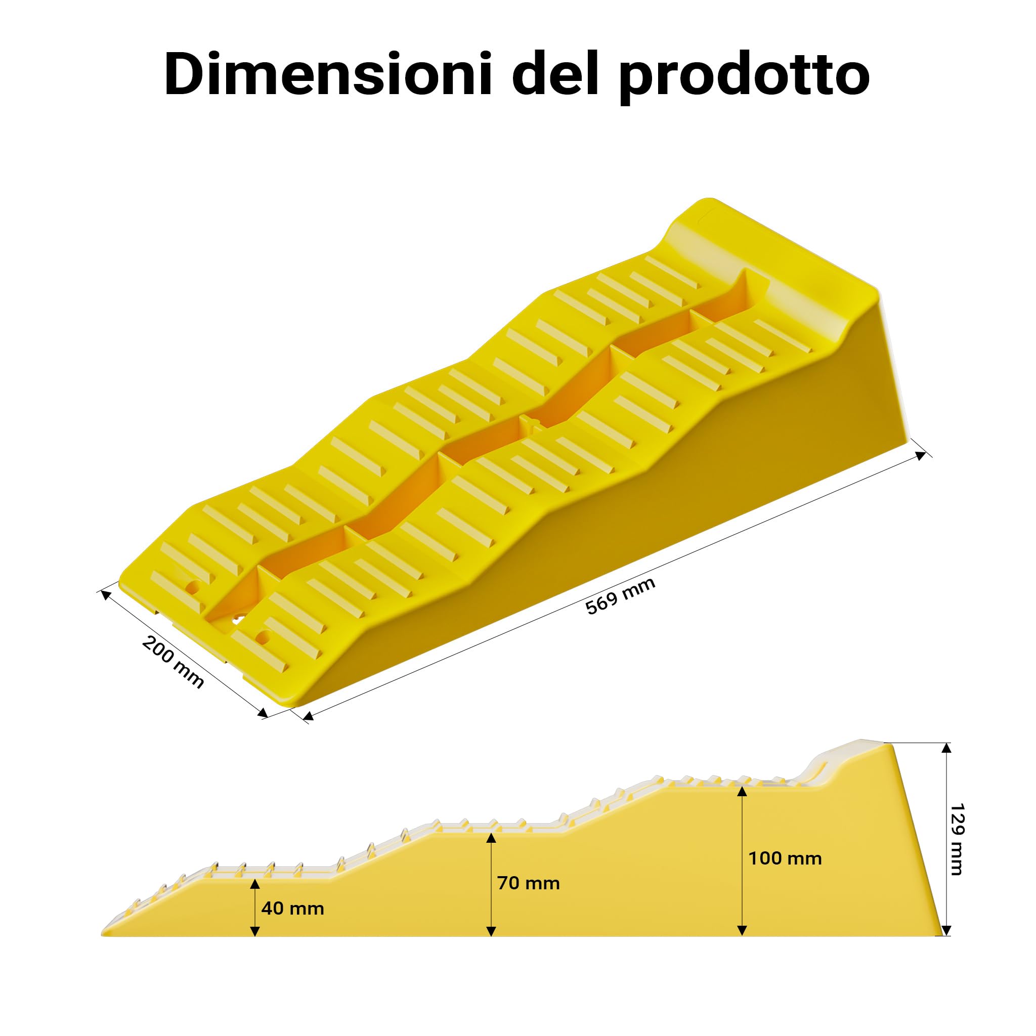 Wiltec Cunei Fermaruota 40/70/100 mm set 2 pezzi 3t HDPE