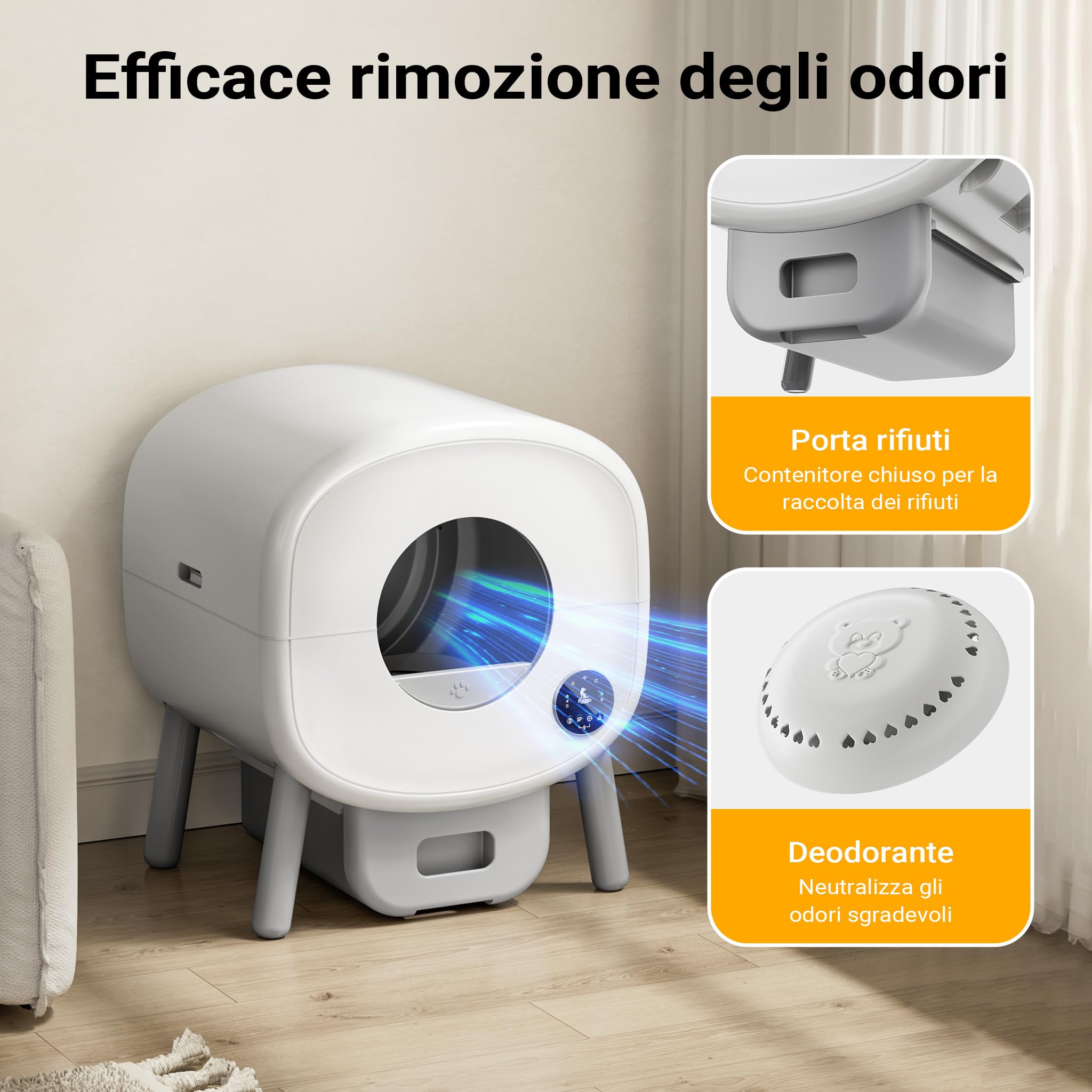 Fudajo Lettiera autopulente 76L automatica con app gatti