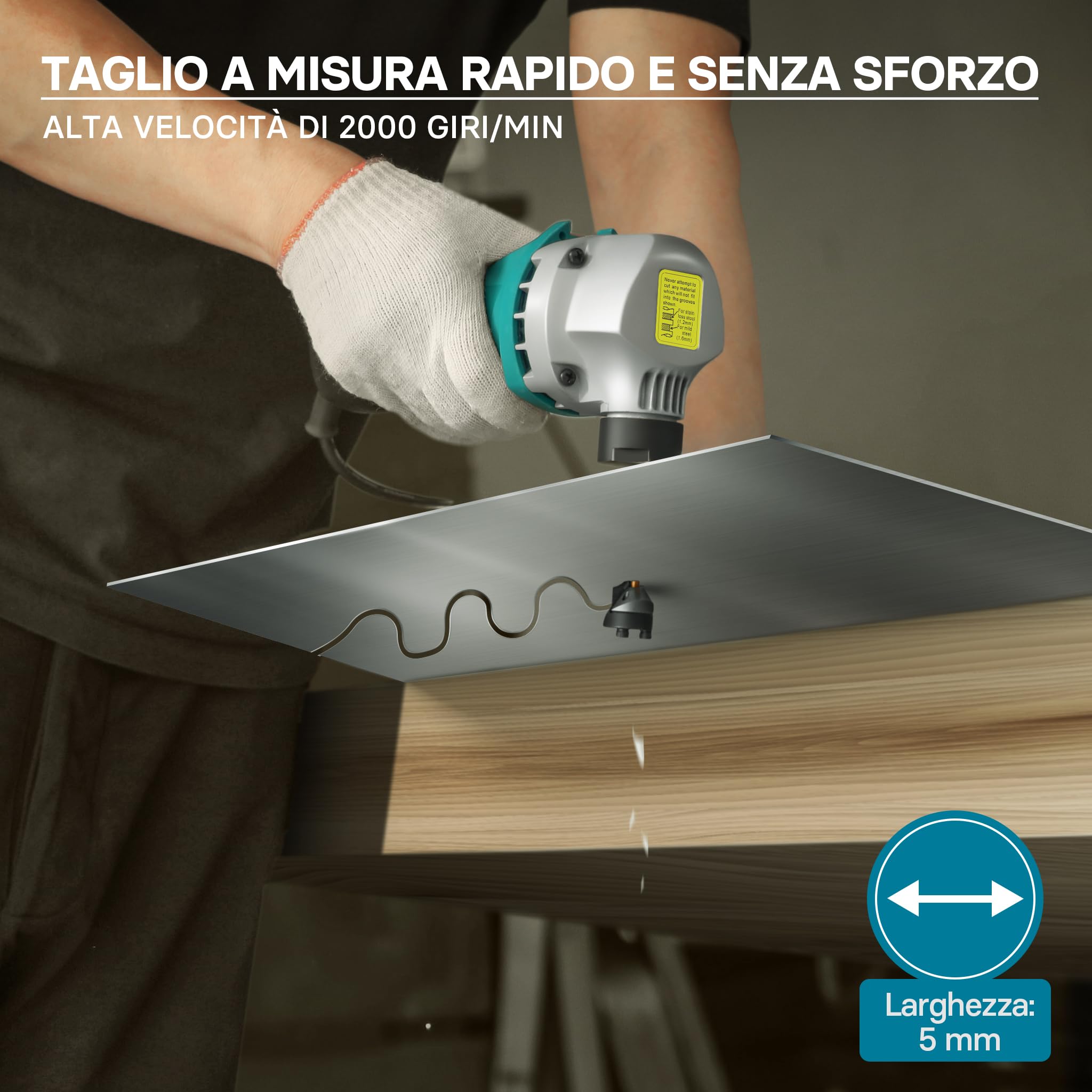 Wiltec Roditrice Lamiera 500 W Taglio 2,5 mm 360°