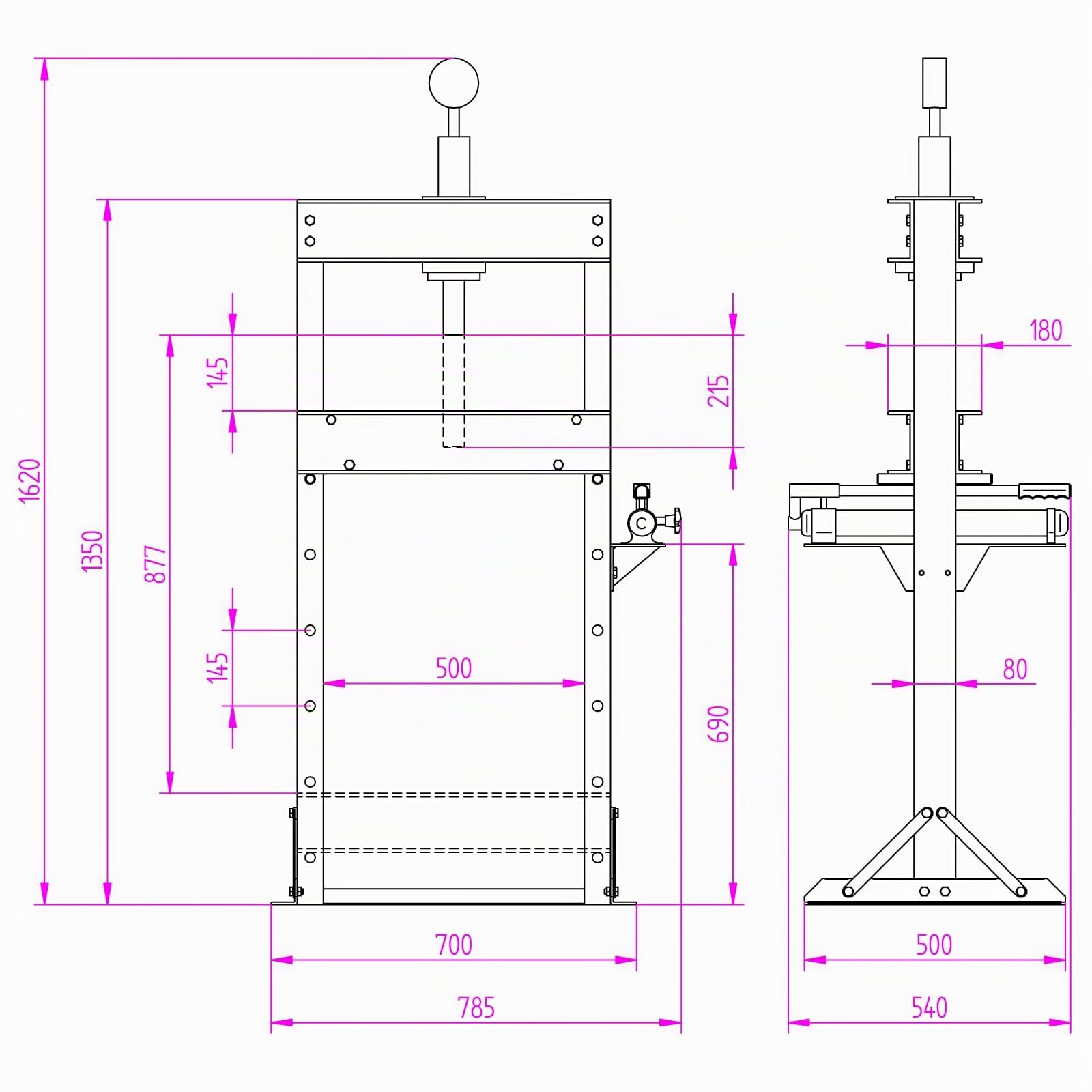 EBERTH 12T pressa idraulica 12 tonnellate con manometro