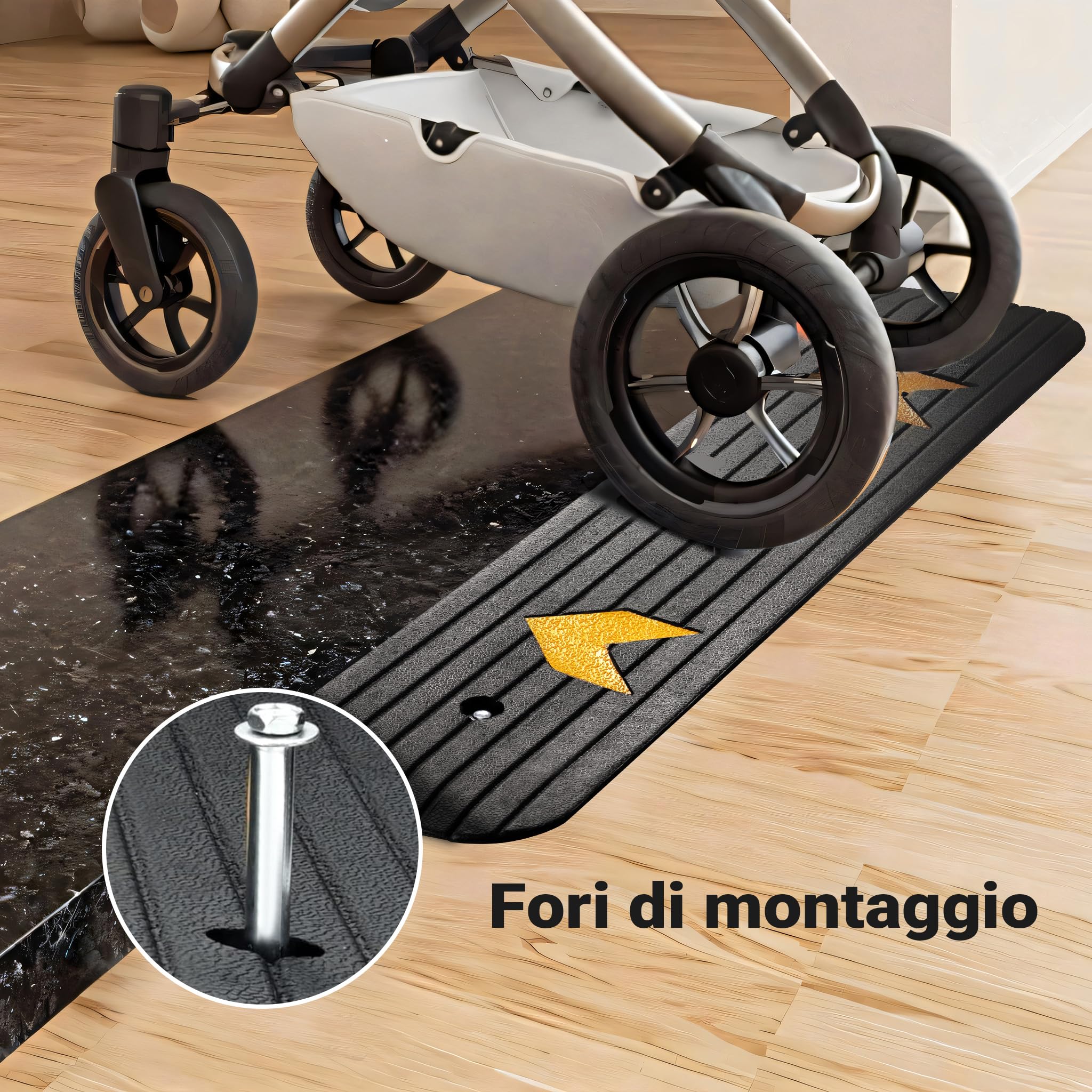 Wiltec Rampa Gomma 1130x240x25 mm Soglia Marciapiede 50 t
