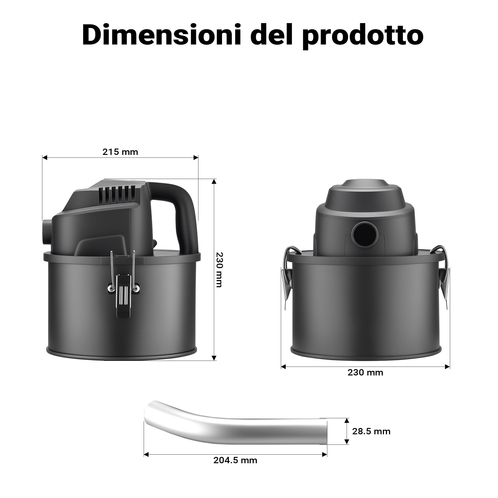 Wiltec Aspiracenere Portatile 600W 4L Filtro HEPA
