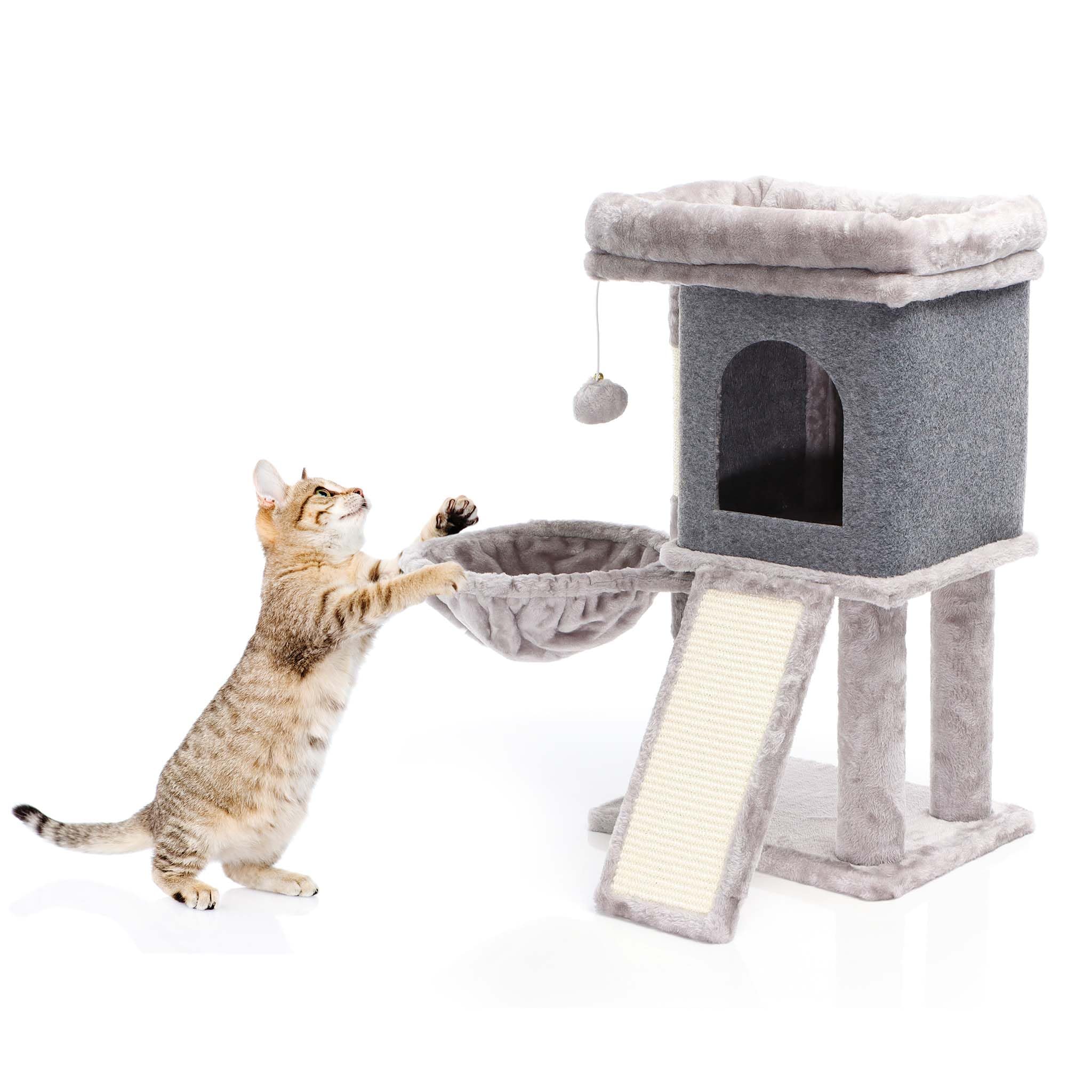 Fudajo Albero Tiragraffi 71,5 cm Tiragraffi Grigio con Casetta