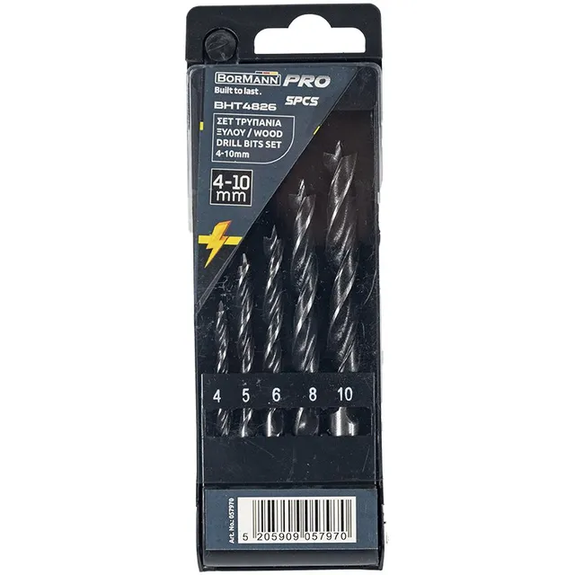 Bormann Set 5 Punte per Legno 4-10 mm elicoidali