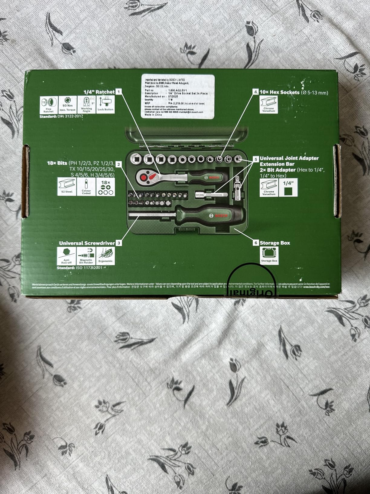 Bosch Set bussole 34 pezzi cricchetto 1/4 SoftGrip