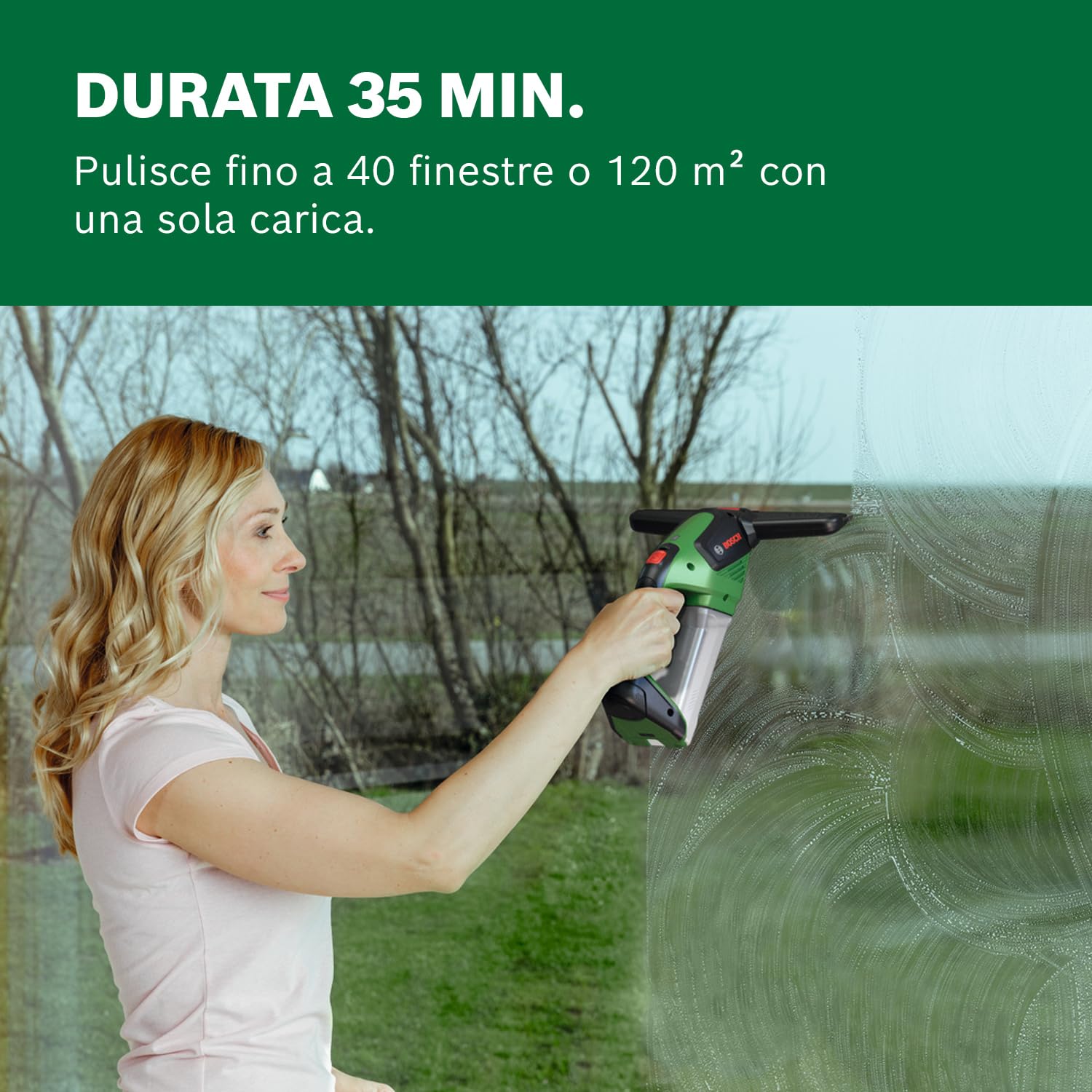 Bosch GLASSVAC lavavetri a batteria con spray e panno