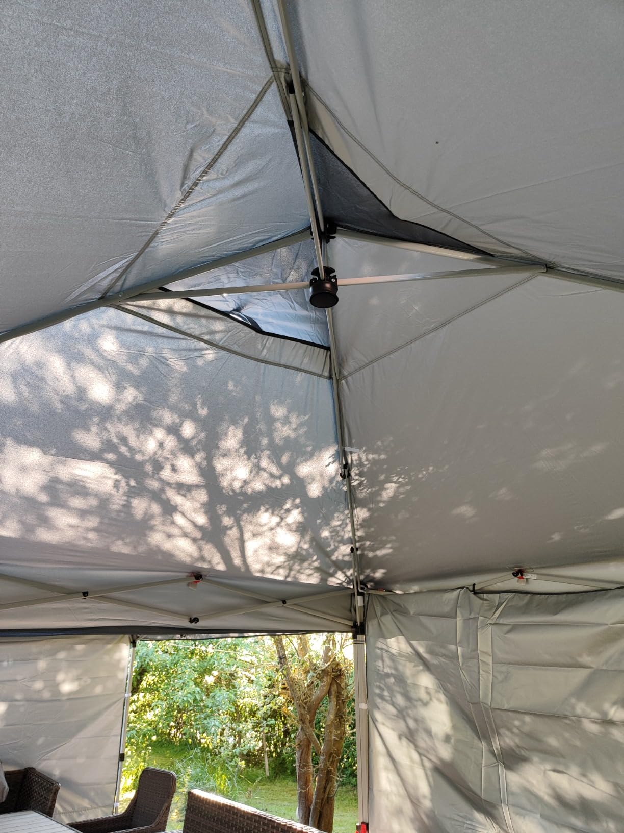 Wiltec Gazebo Pieghevole 3x3 m Grigio con Parete e Ruote