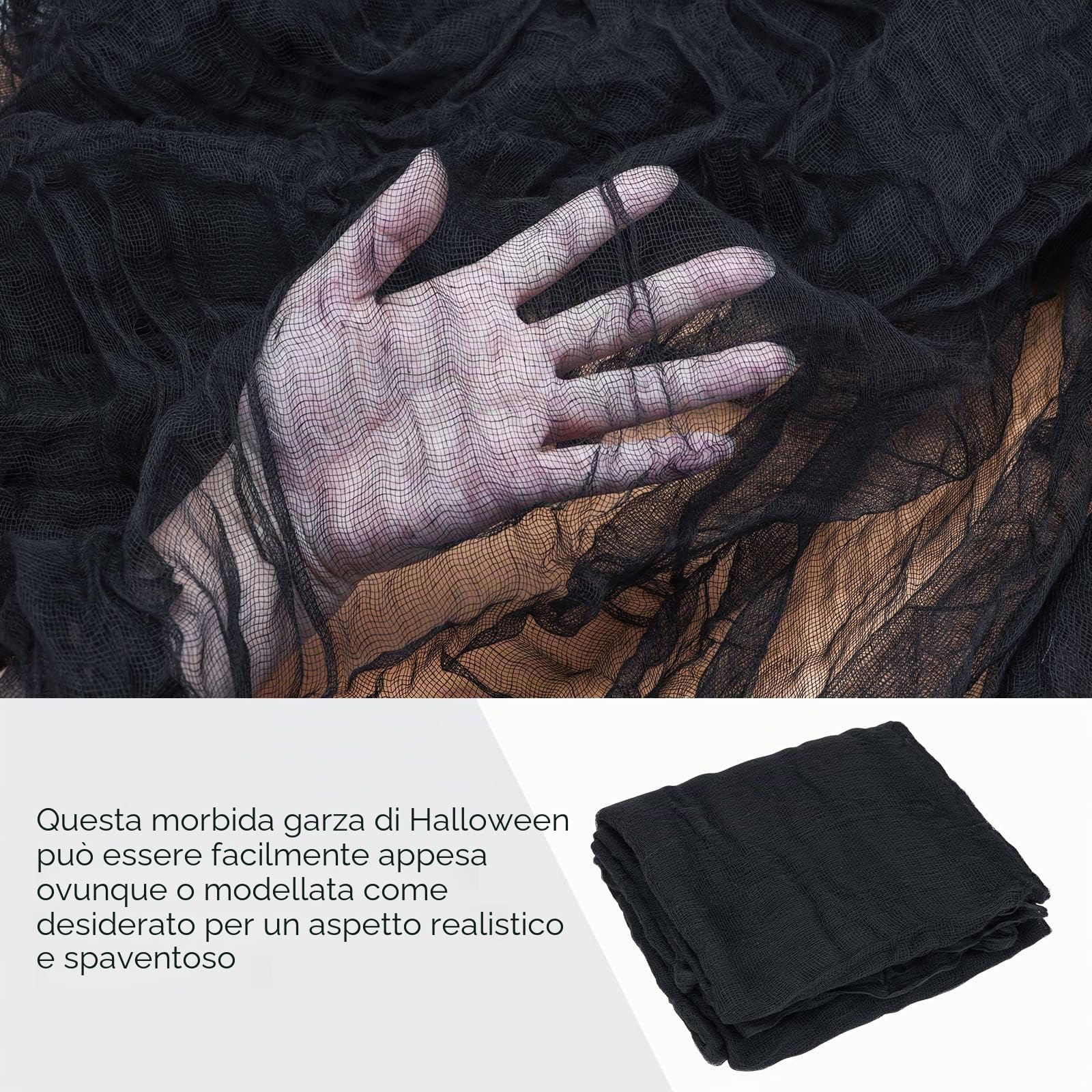 Wzone Panno Nero Halloween garza 215x500 cm cotone