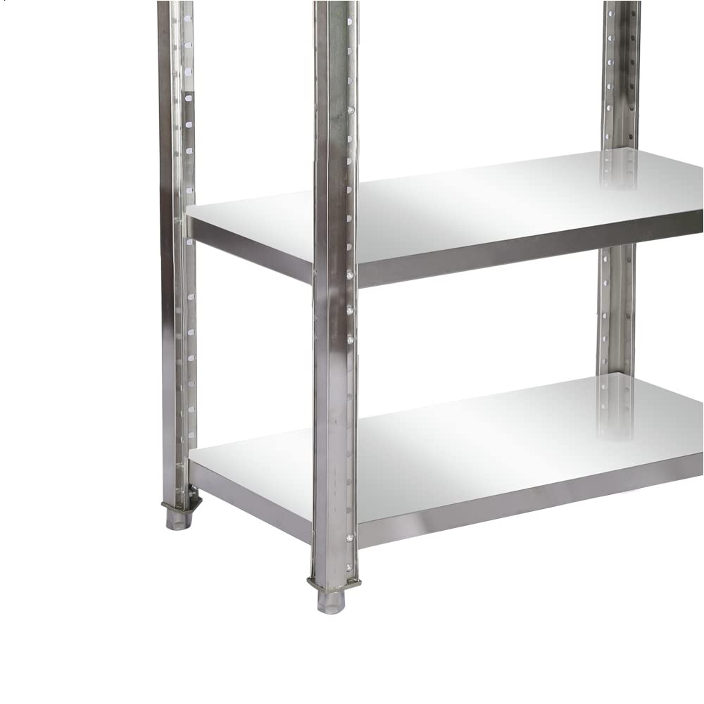 Wiltec Scaffale Acciaio Inox 120x50x155cm 4 Ripiani 150kg