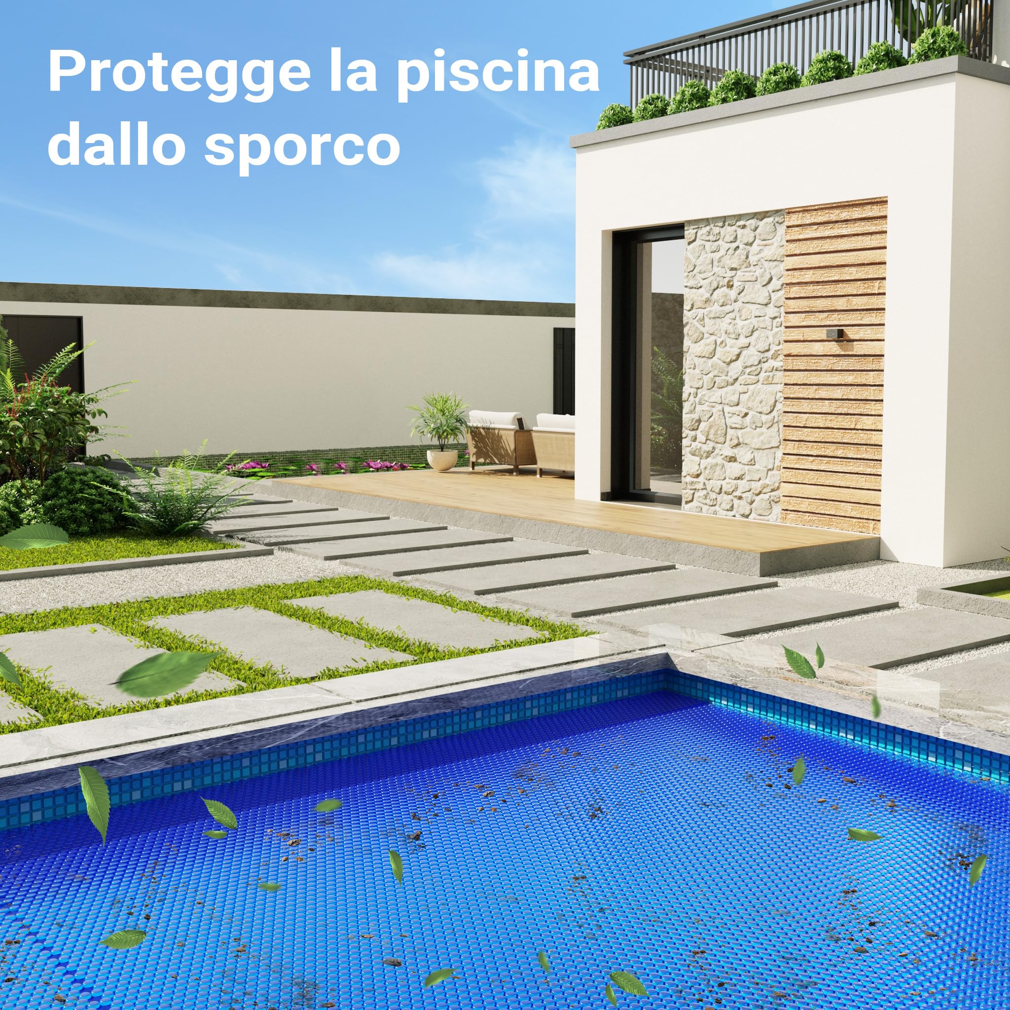 Wiltec copertura piscina isotermica 4x6 m blu bolle 140µ