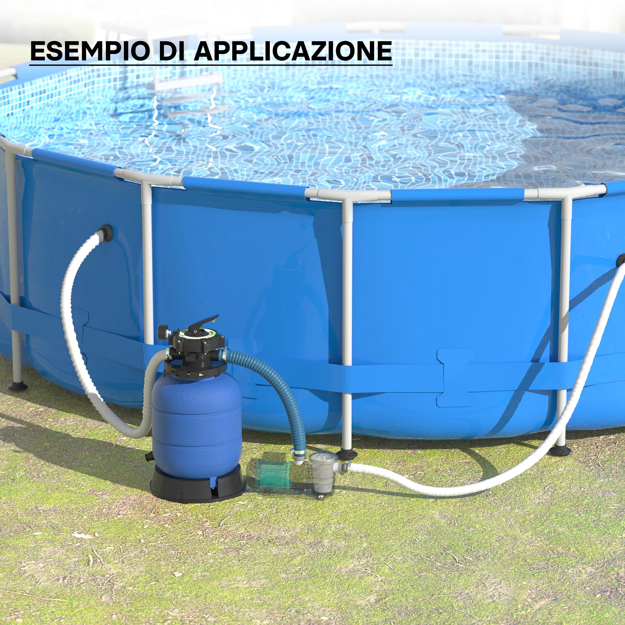 Wiltec Filtro a Sabbia Piscina senza Pompa 21,5 L