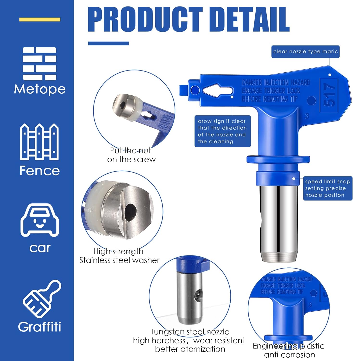 Tilswall Kit Tubo Airless 15 m Pistola 3600 PSI 3 Ugelli