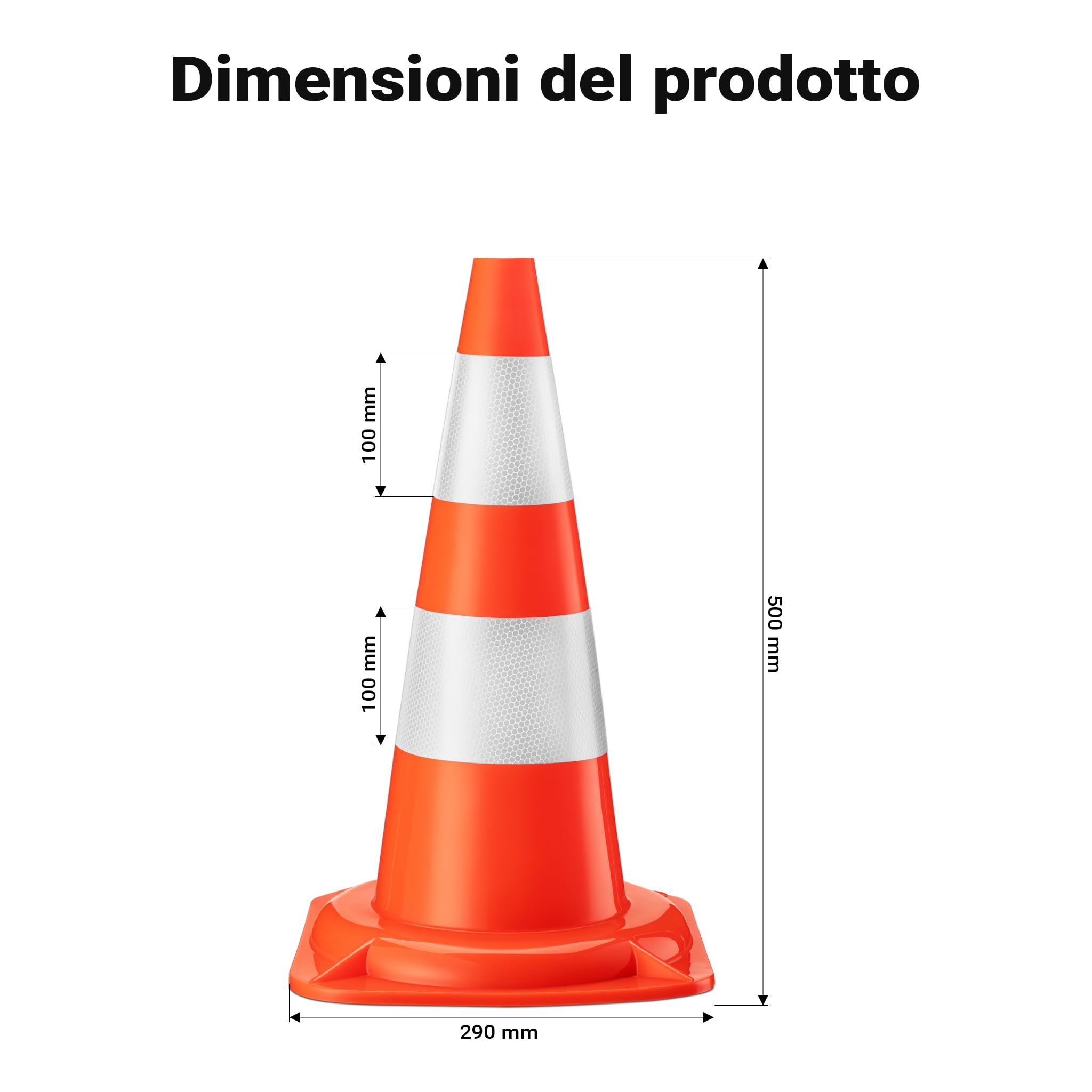Wiltec Cono Stradale 50 cm PVC Riflettente Cantiere