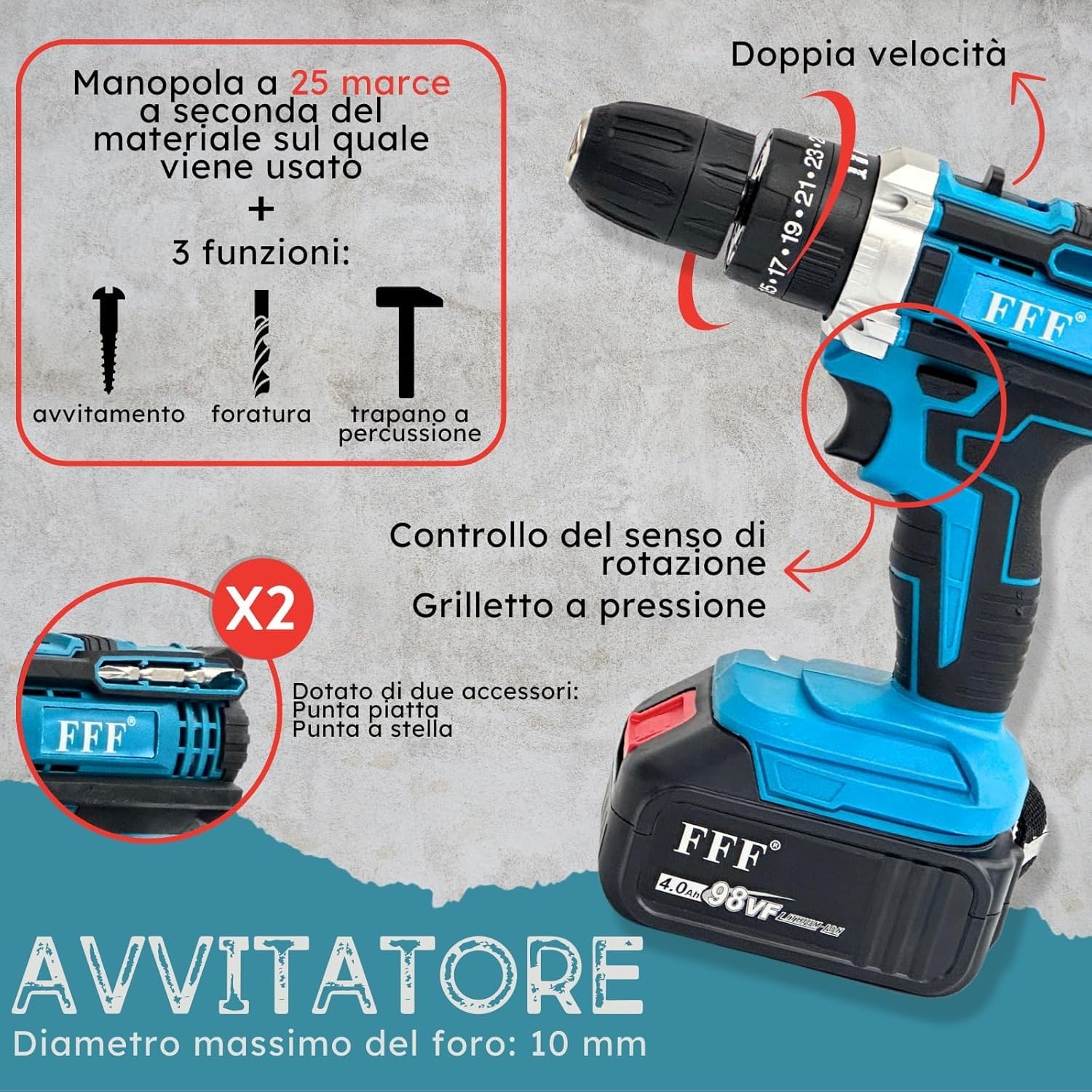 De Rosa Shop Kit 4 in 1 68V utensili a batteria 4 pezzi