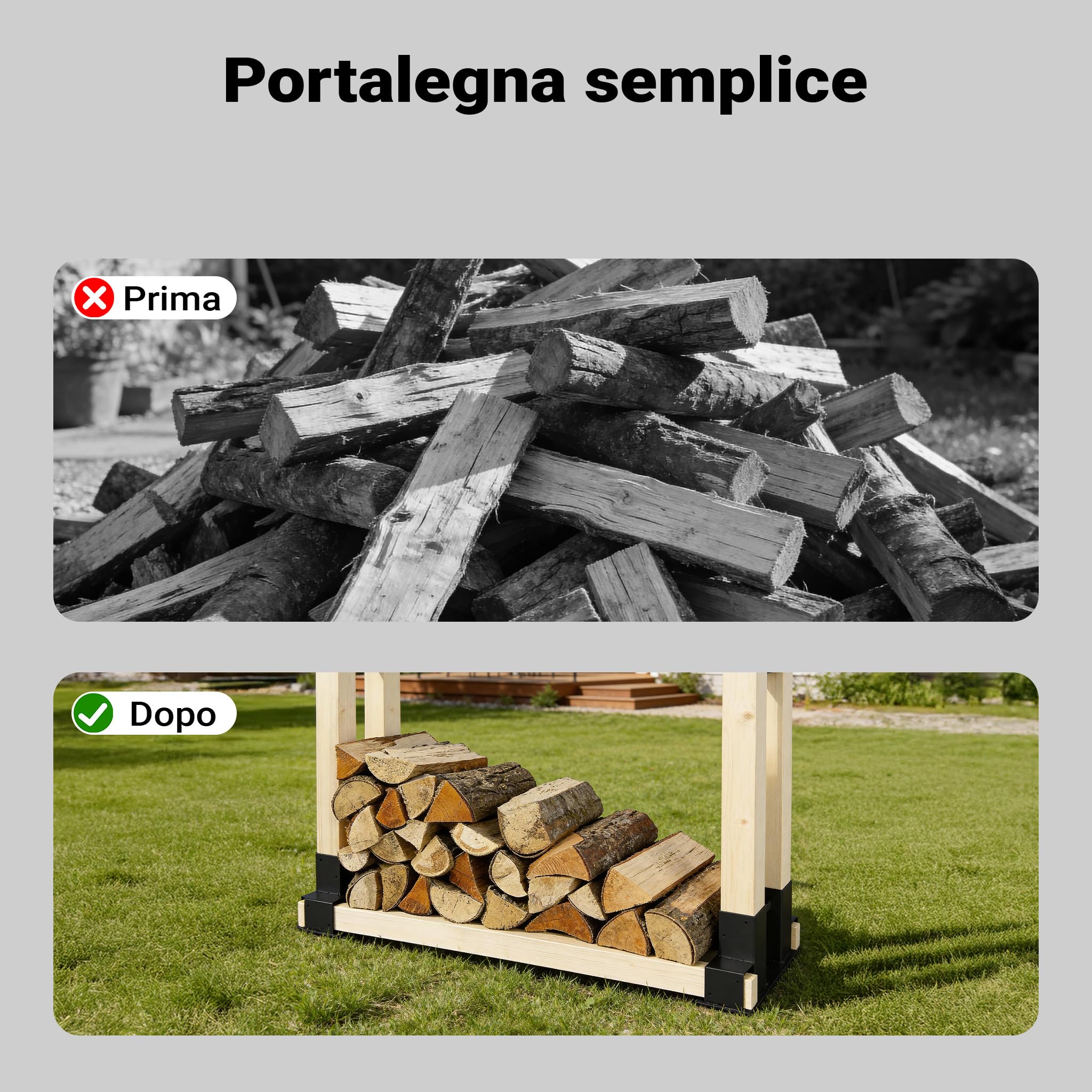 Wiltec Set 2 supporti catasta legna acciaio