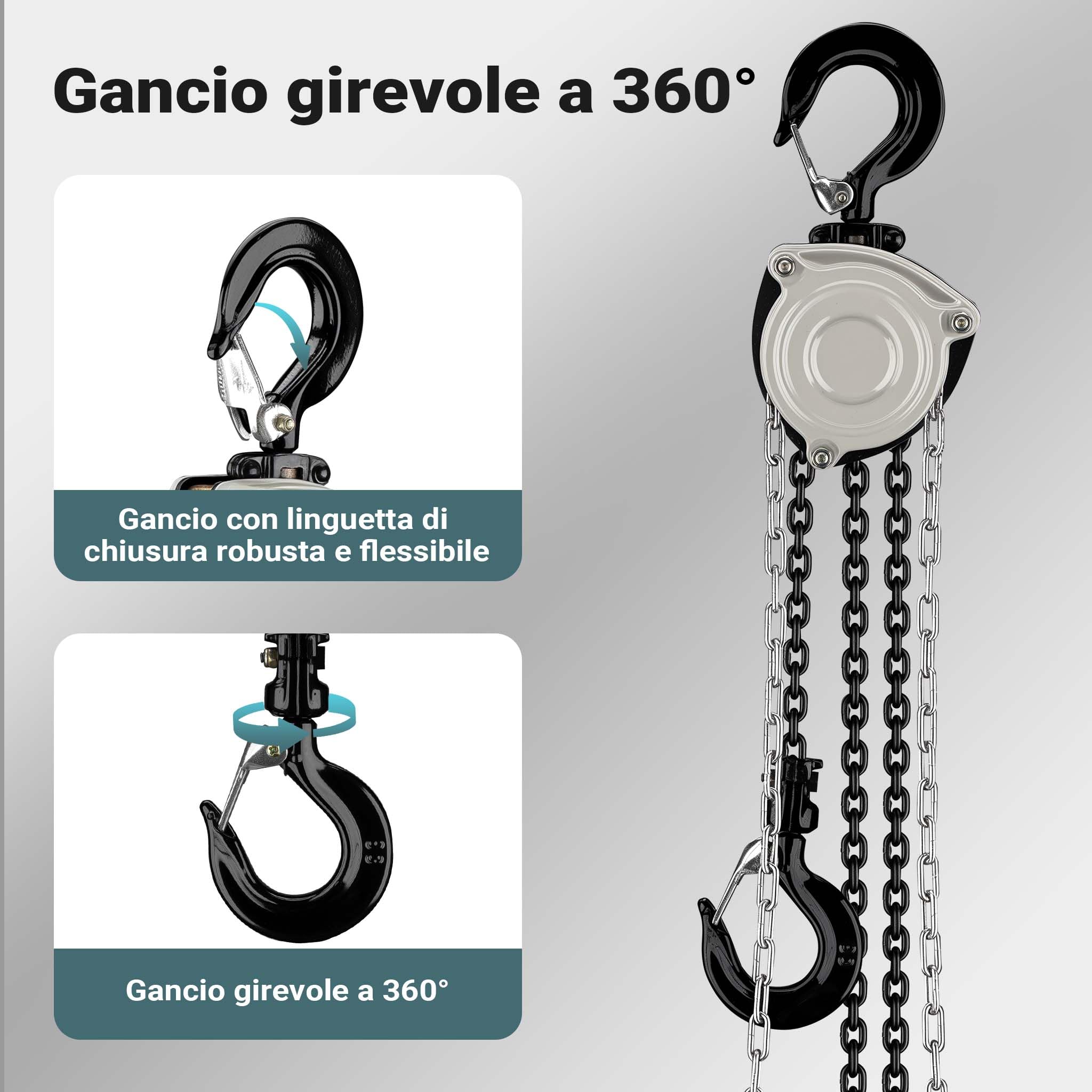 Wiltec V21-2 Paranco a Catena Manuale 2 T 3 M G80