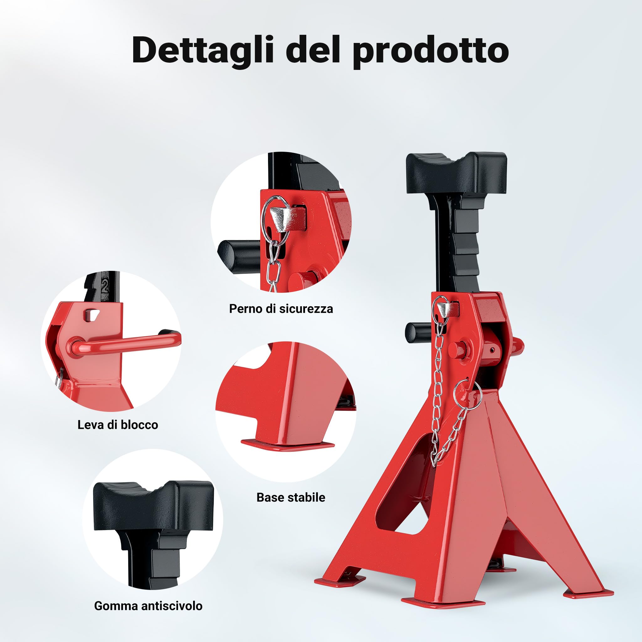 Wiltec cavalletti auto 6t set 2 pezzi 39-60,3 cm con perno