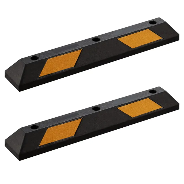 Wiltec Delimitatore 900x150x100mm fermaruota gomma 2 pezzi rifrangente