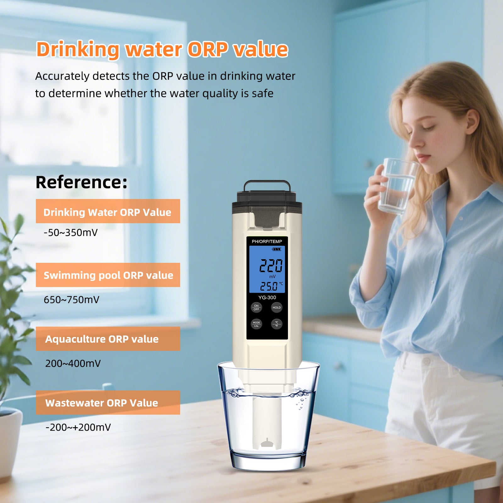 Tilswall Tester Acqua 3 in 1 pH ORP Temperatura
