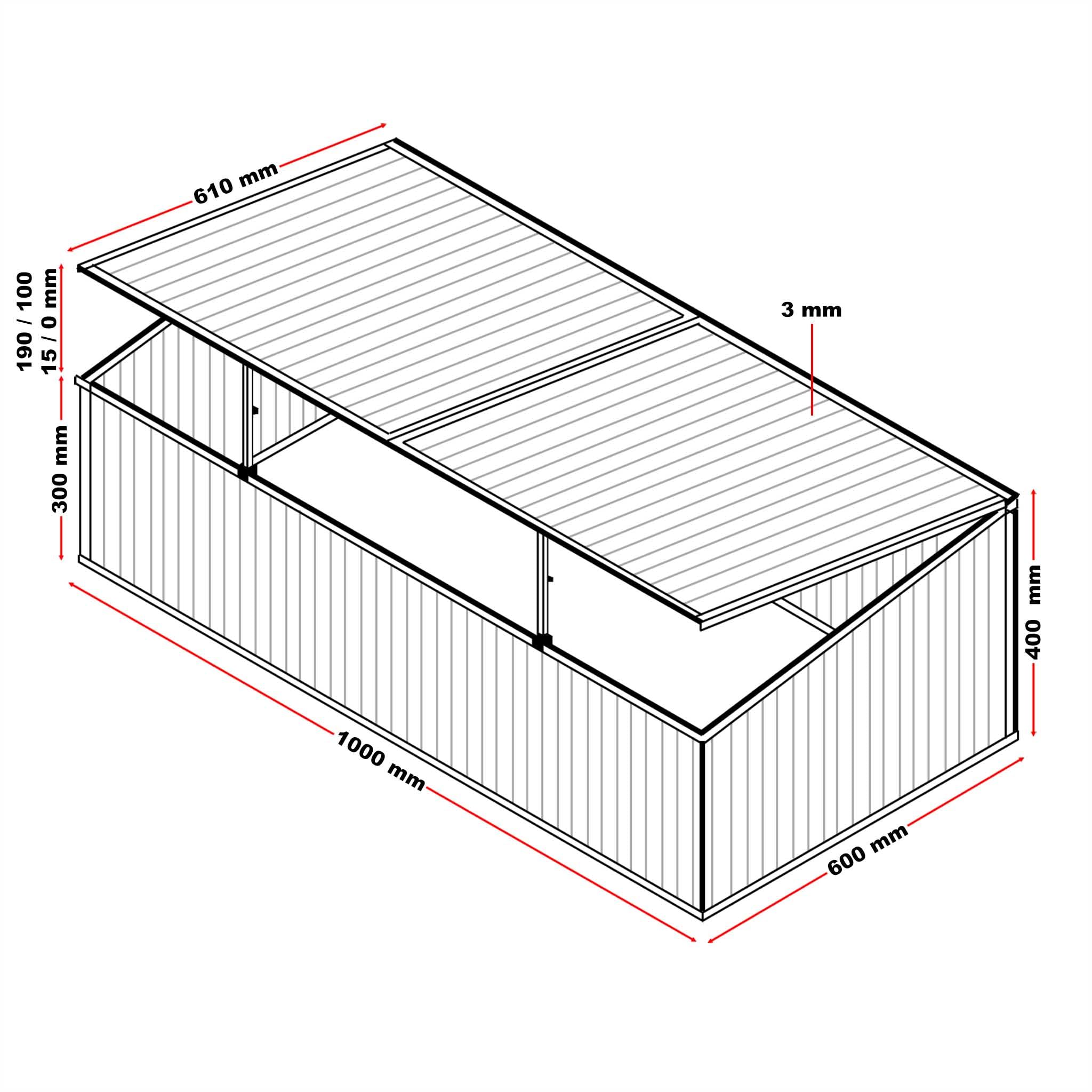 Wiltec mini serra policarbonato 100x60x40 cm 2 ante