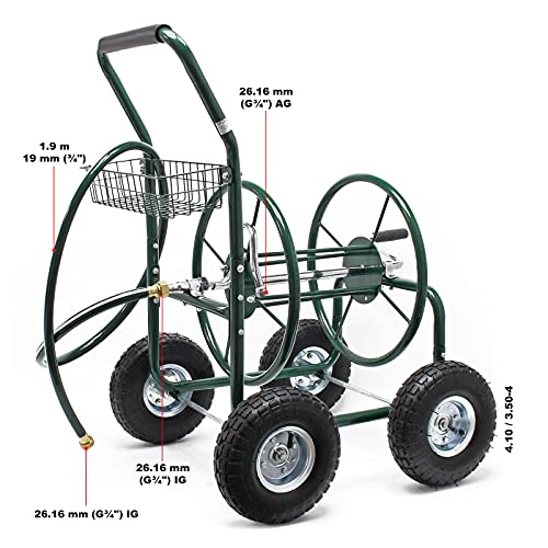 Wiltec carrello avvolgitubo 16 mm max 76 m ruote 25cm