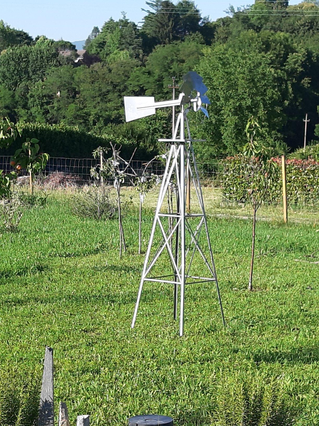 Wiltec Mulino a vento da giardino 245 cm argento metallo