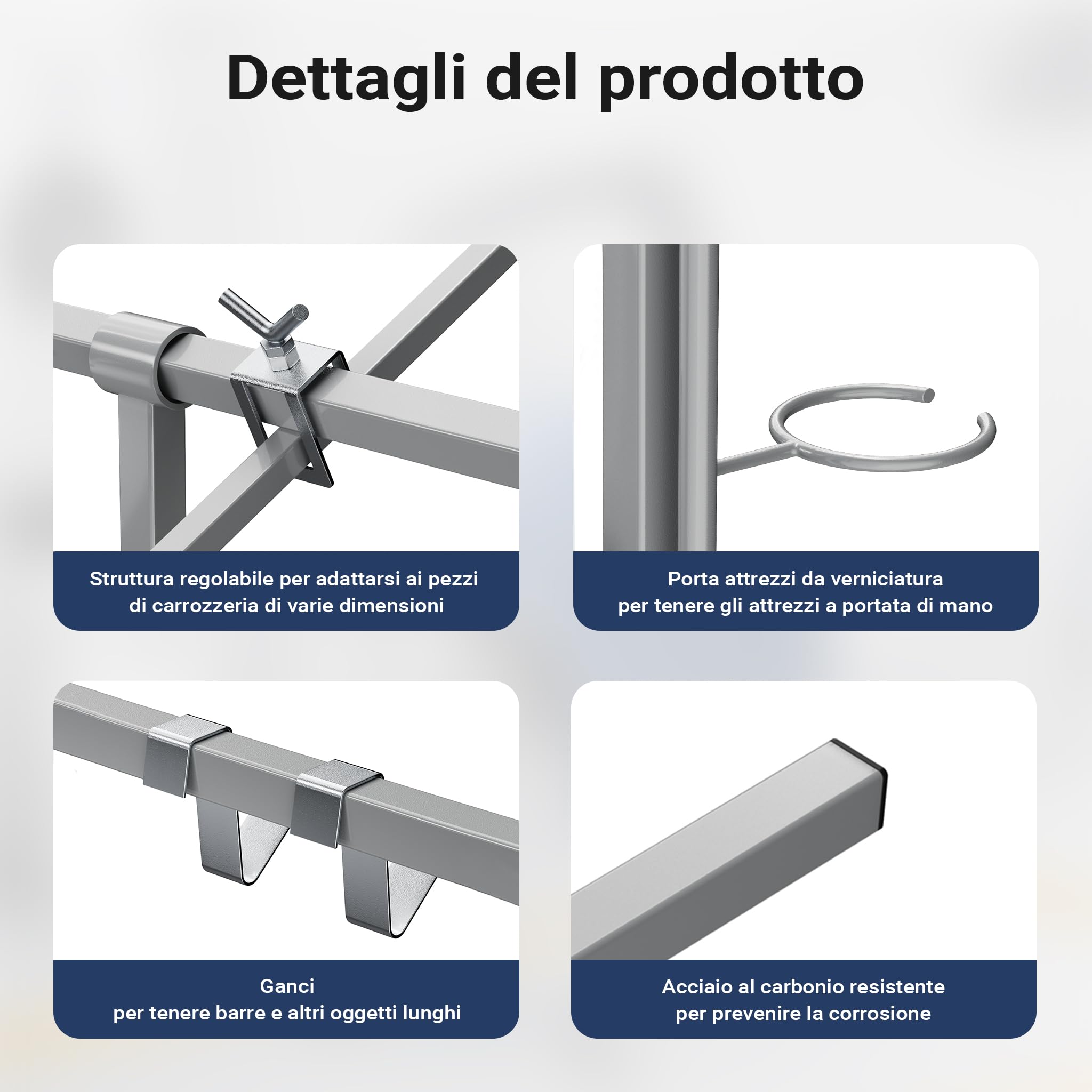 Wiltec Cavalletto Verniciatura Girevole 160 kg con Rotelle e Ganci