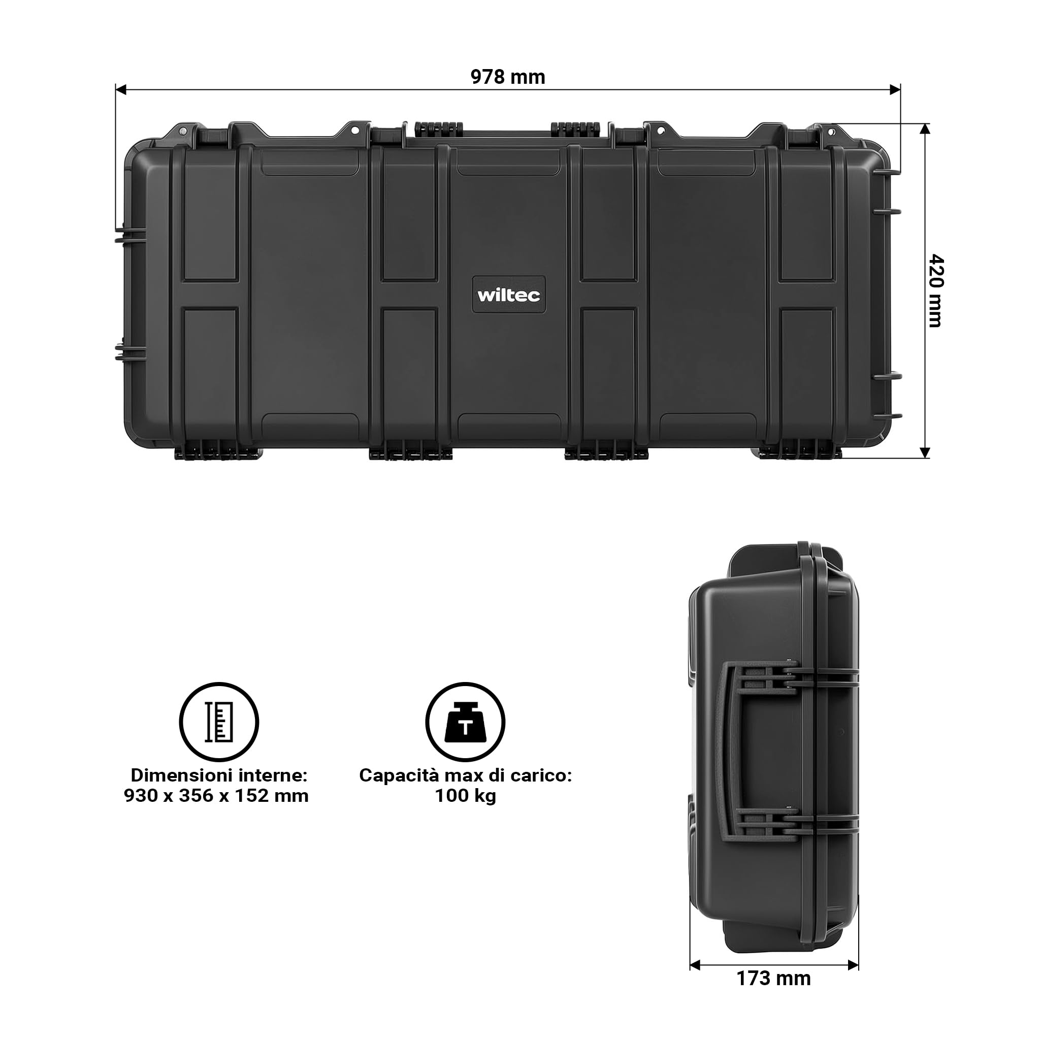 Wiltec Valigetta porta fucili 97,8cm schiuma IP67