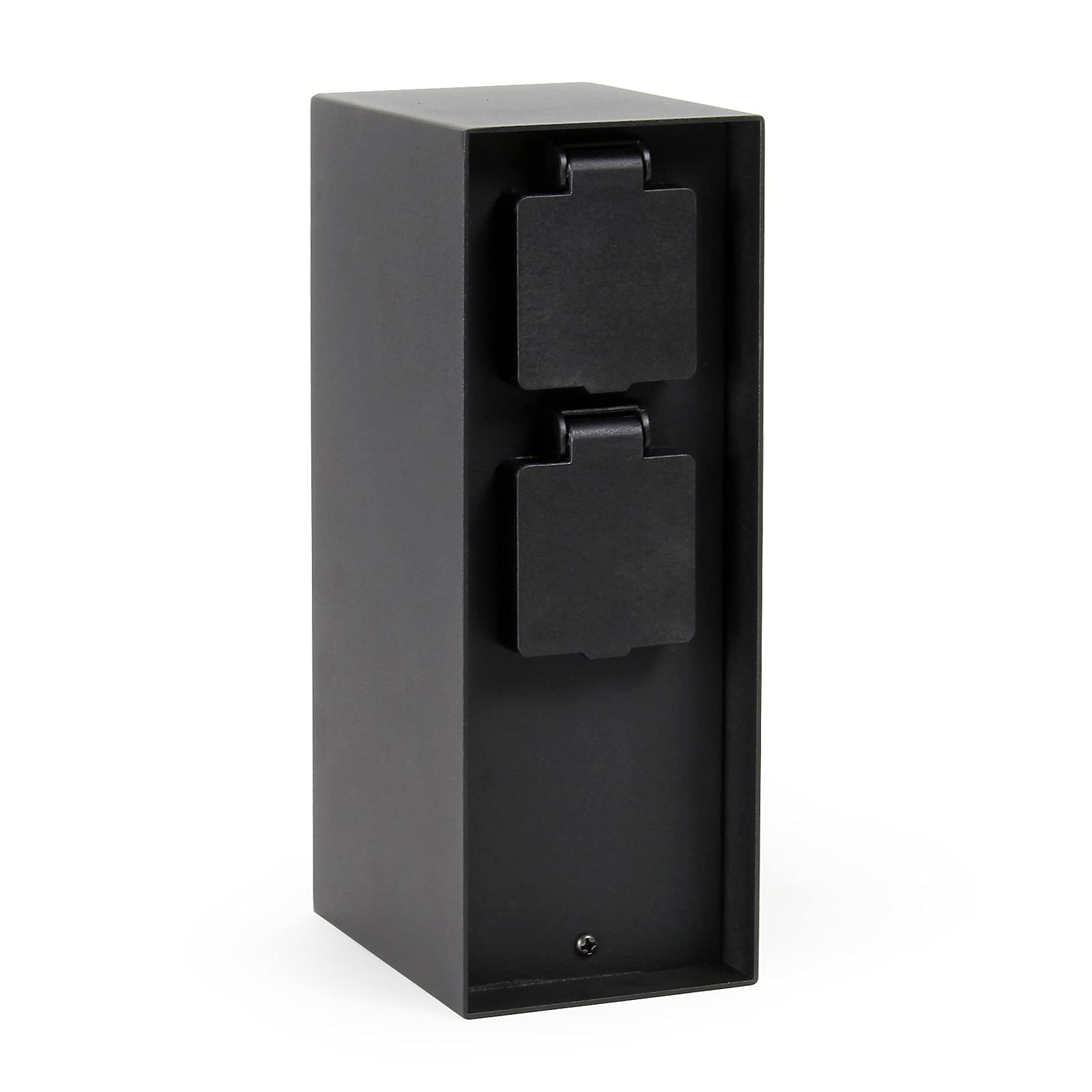Wiltec Colonna Presa da Giardino 2 prese IP44 con timer nera